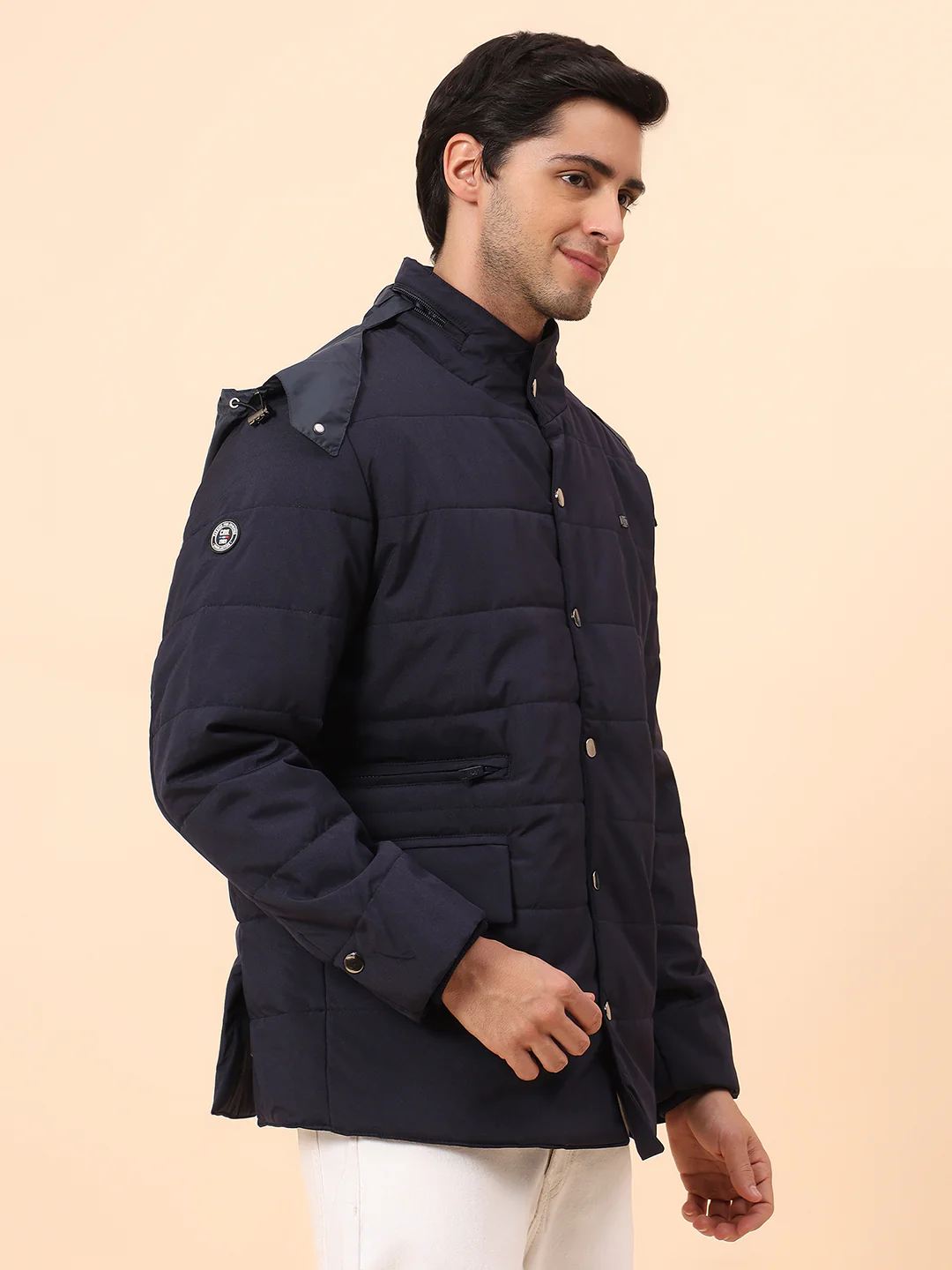 Jacket for Men | Premium Casual Jacket Smart Fit Mock Neck Poly Blend Fabric Solid Pattern - Image 5