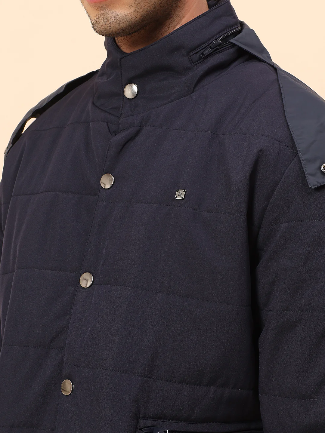 Jacket for Men | Premium Casual Jacket Smart Fit Mock Neck Poly Blend Fabric Solid Pattern - Image 7