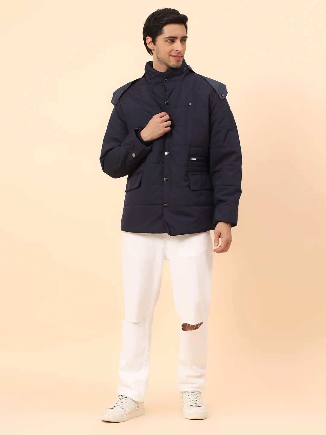 Jacket for Men | Premium Casual Jacket Smart Fit Mock Neck Poly Blend Fabric Solid Pattern - Image 8