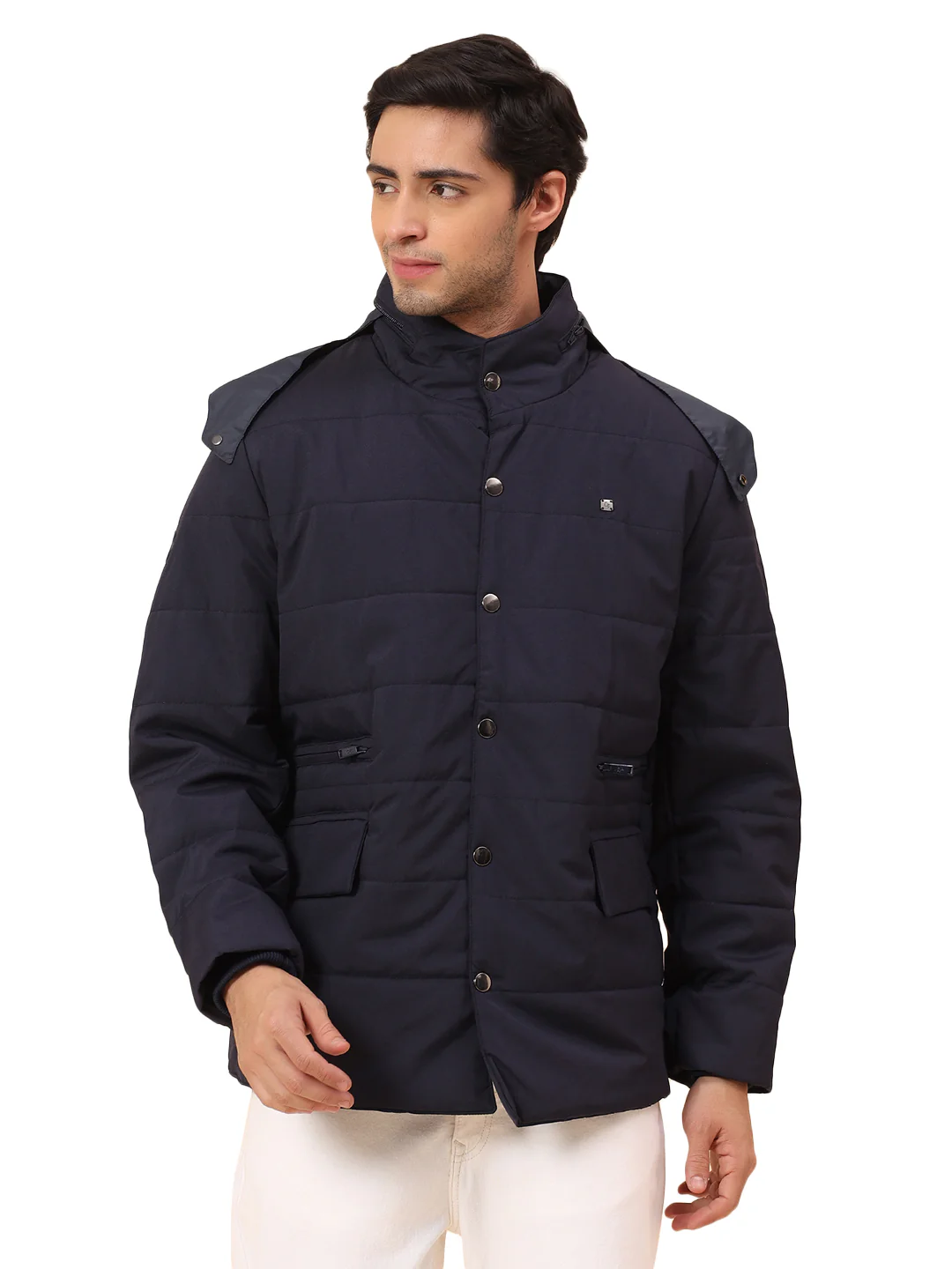 Jacket for Men | Premium Casual Jacket Smart Fit Mock Neck Poly Blend Fabric Solid Pattern - Image 9