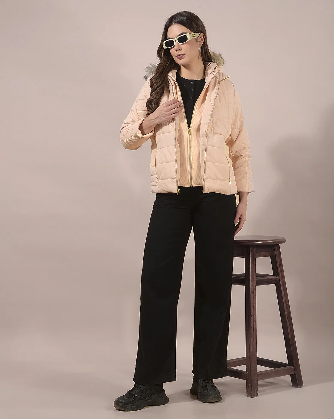 Jacket for Women | Premium Casual Jacket Regular Fit Hooded Poly Blend Fabric Solid Pattern - Image 3