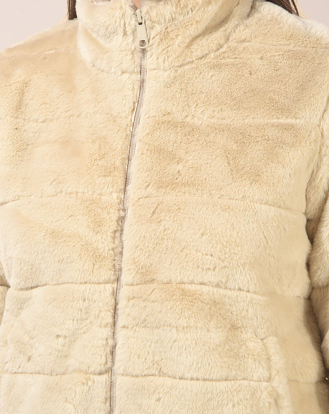 Jacket for Women | Premium Casual Jacket Regular Fit Mandarin Neck Hairy Fabric Solid Pattern - Image 7