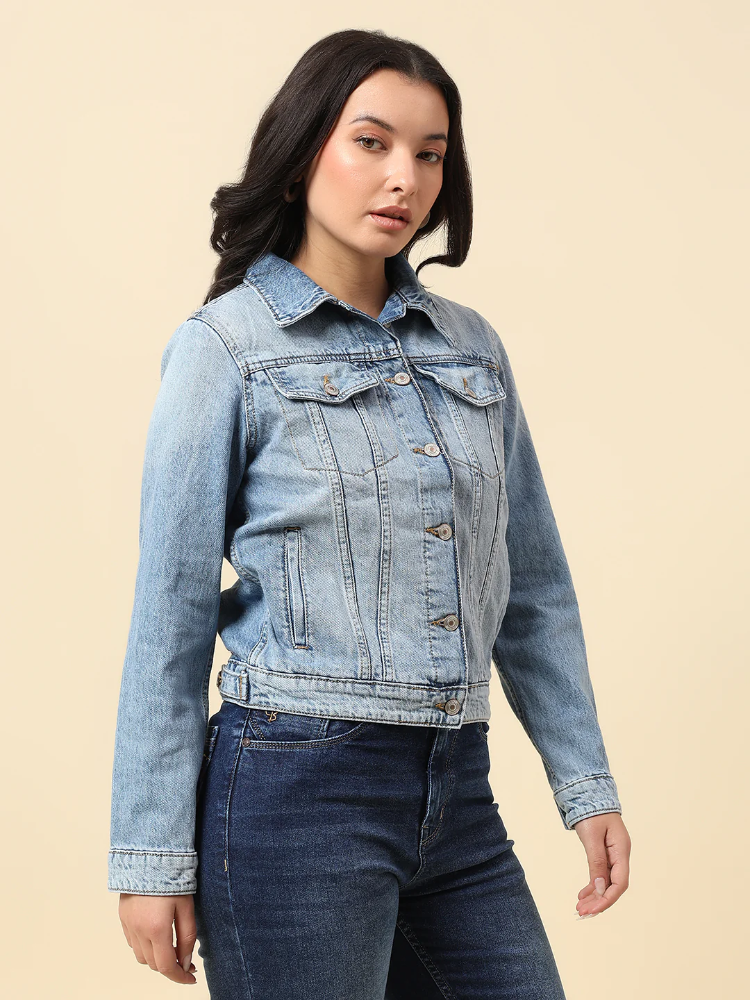 Jacket for Women | Premium Casual Jacket Regular Fit Spread Collar Cotton Fabric Solid Pattern - Image 4