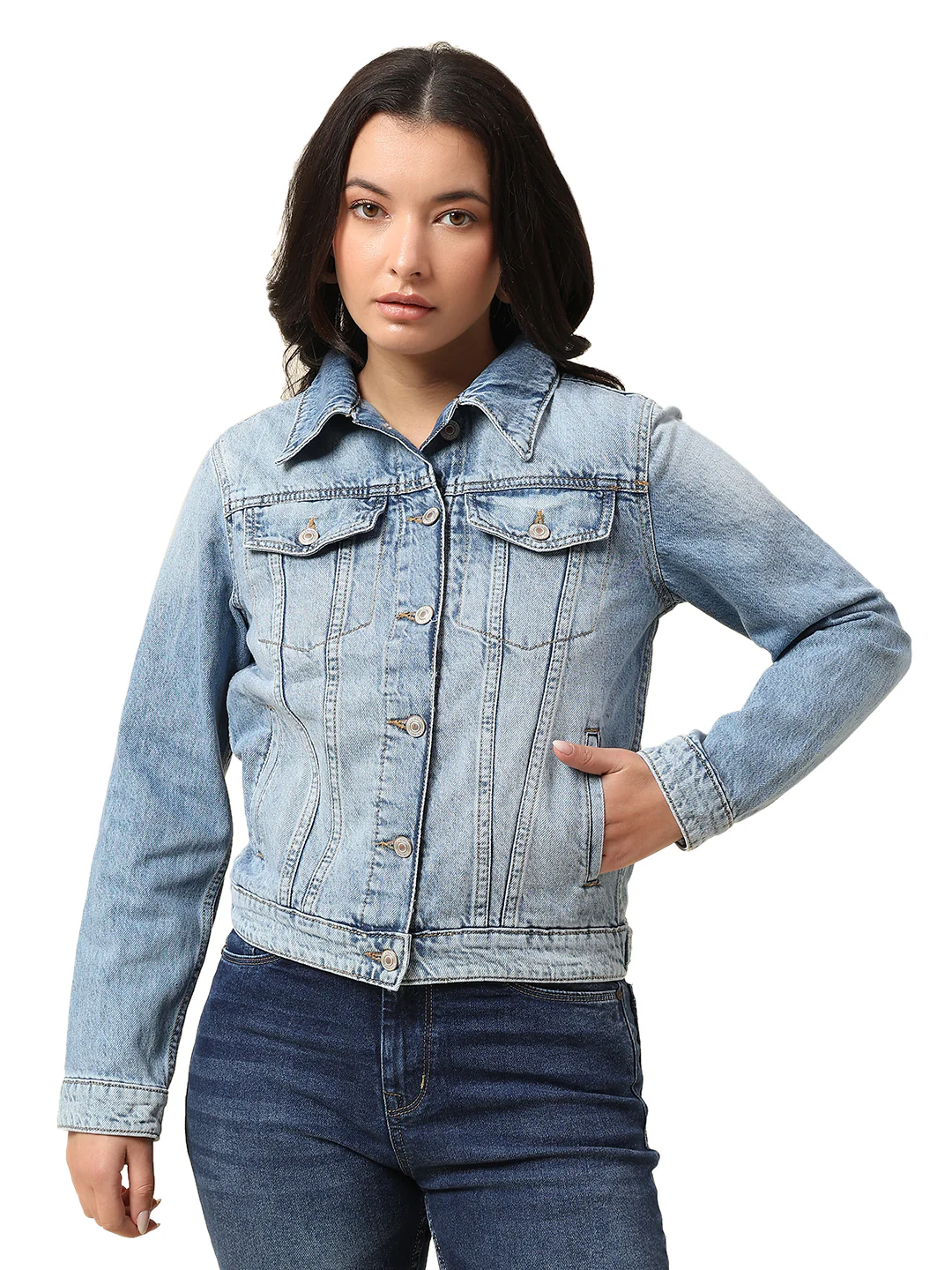 Jacket for Women | Premium Casual Jacket Regular Fit Spread Collar Cotton Fabric Solid Pattern - Image 9