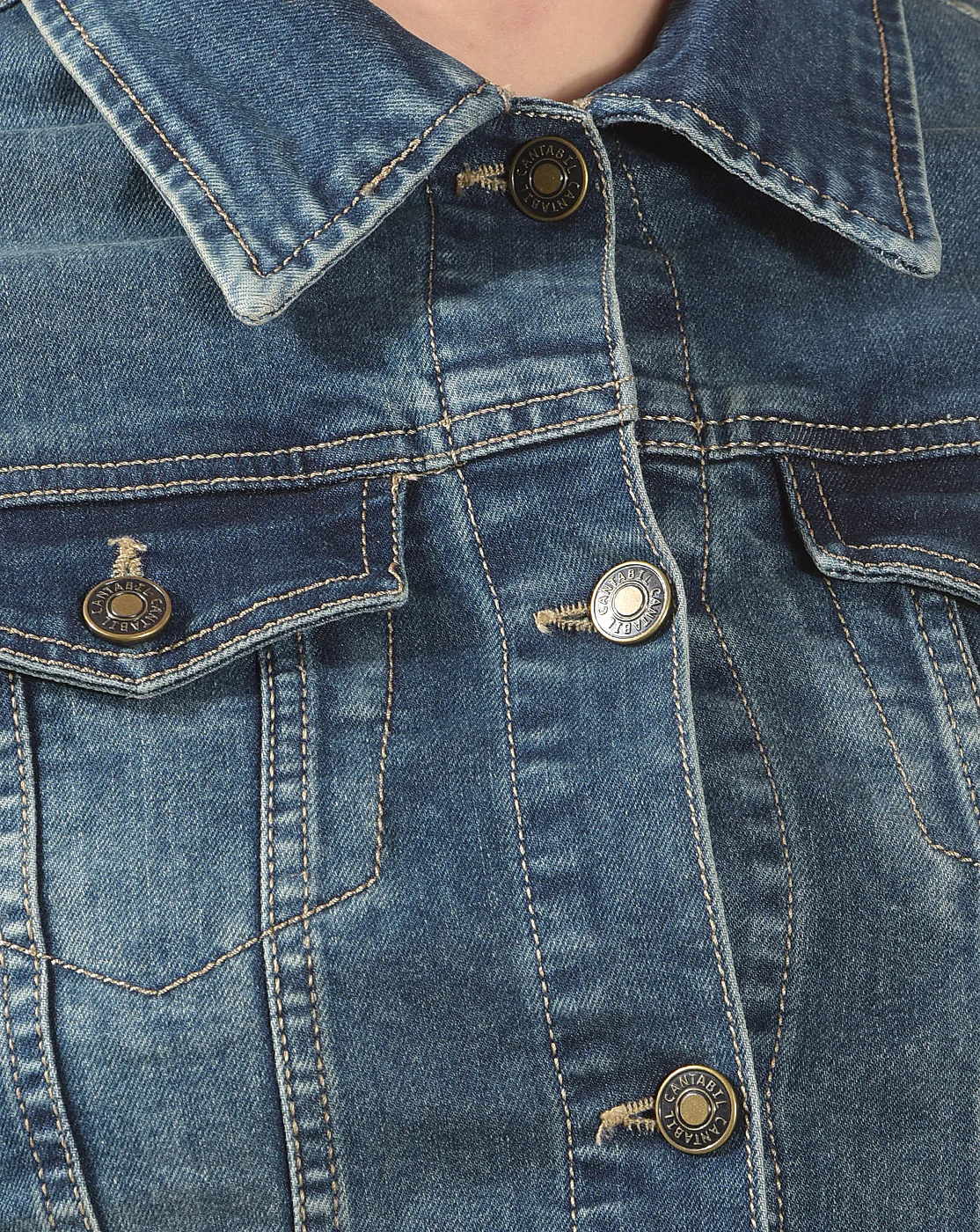 Jacket for Women | Premium Casual Jacket Regular Fit Spread Collar Denim Fabric Solid Pattern - Image 4