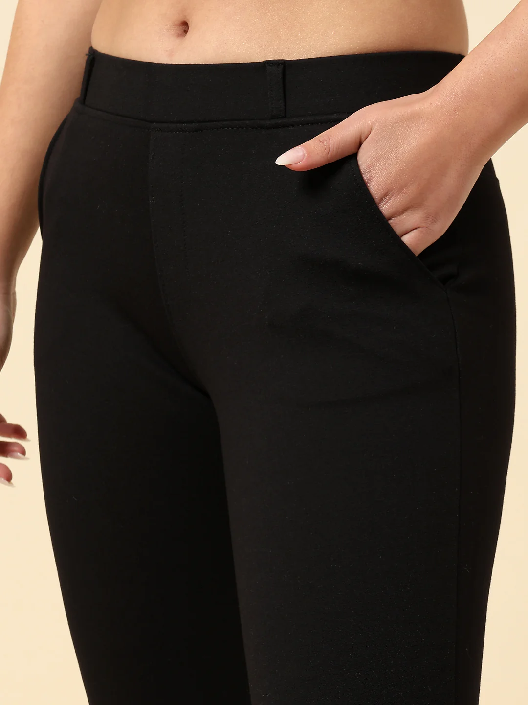 Jegging for Women | Breathable & Soft with Color Fastness Regular Fit Cotton Blend Fabric Solid Pattern Elasticated Closure - Image 6
