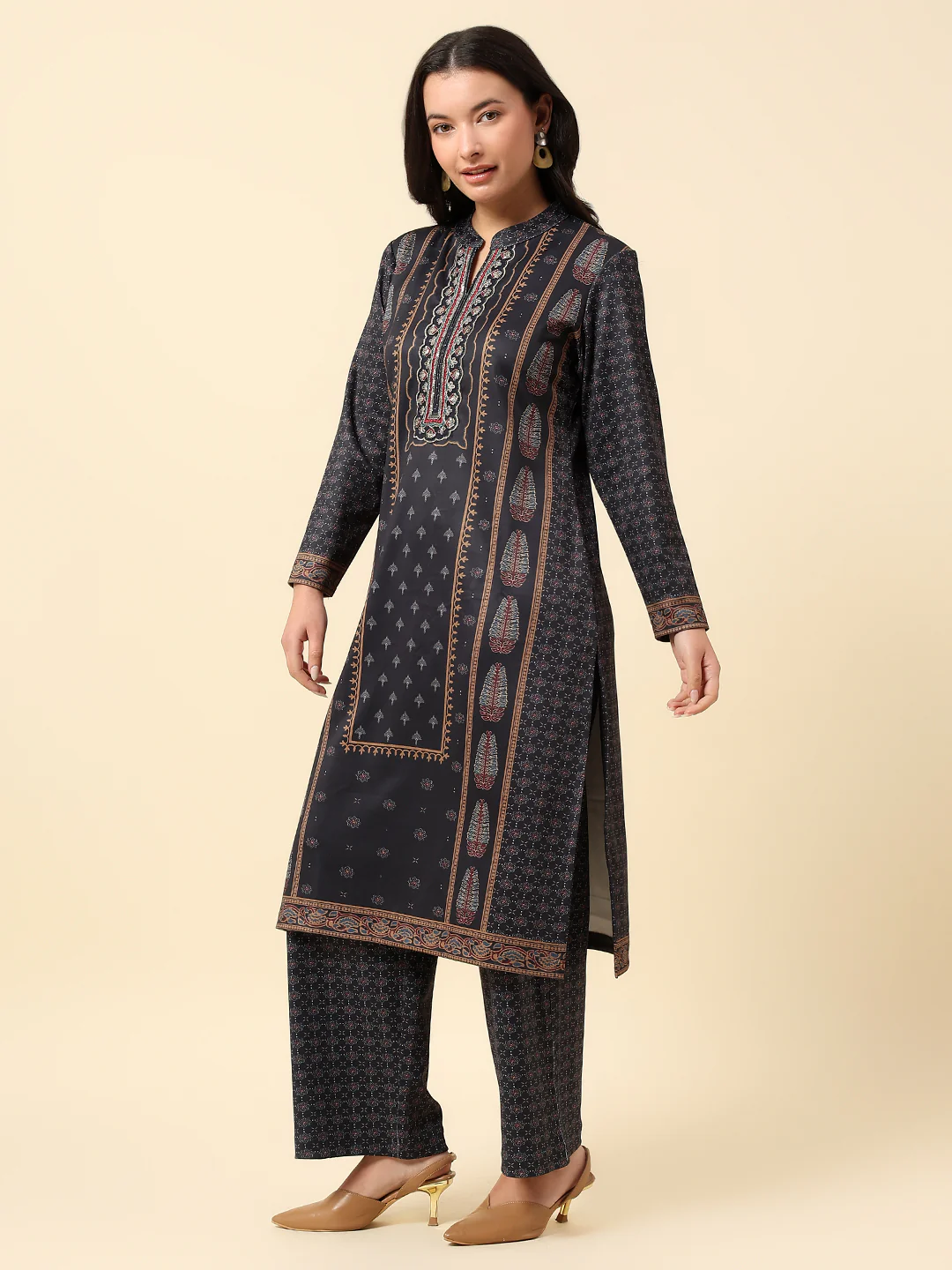 Kurti for Women | Winter Wear Round Neck Poly Cotton Fabric Printed Pattern - Image 3
