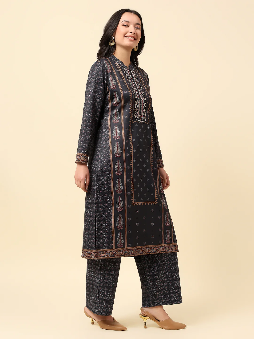 Kurti for Women | Winter Wear Round Neck Poly Cotton Fabric Printed Pattern - Image 4