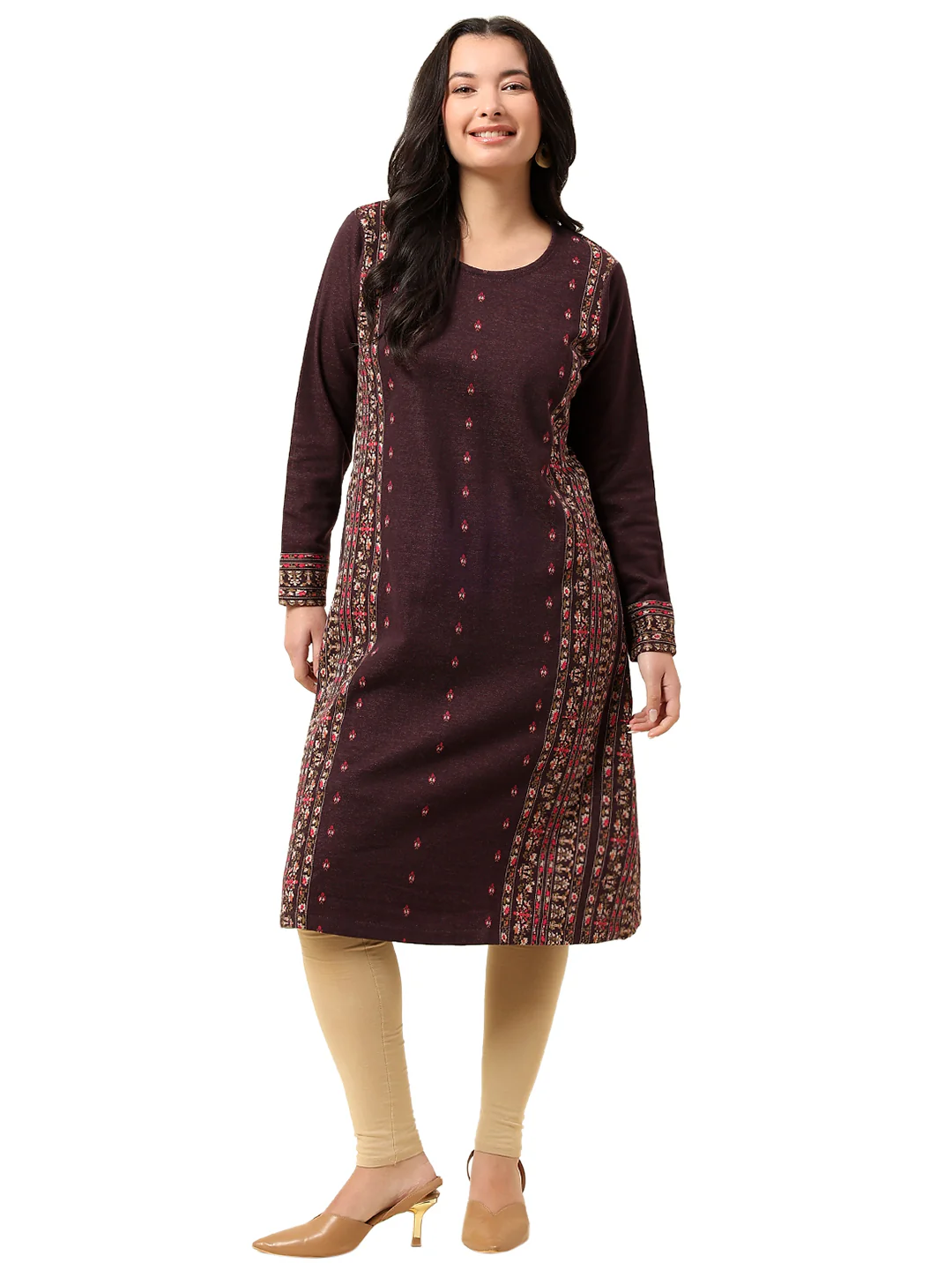 Kurti for Women | Winter Wear Round Neck Poly Cotton Fabric Printed Pattern - Image 7