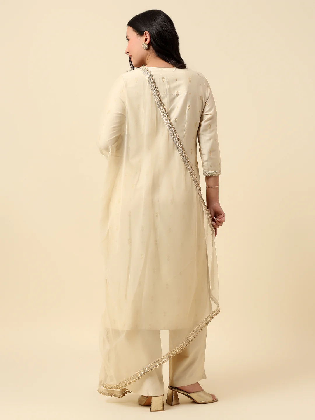 Kurti Palazzo Set for Women | Winter Wear Round Neck Poly Blend Fabric Embroidered Pattern - Image 5