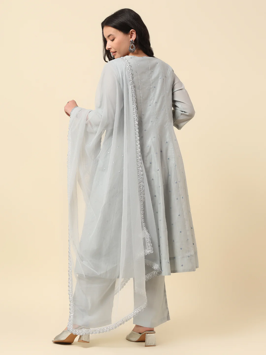 Kurti Palazzo Set for Women | Winter Wear Round Neck Poly Blend Fabric Embroidered Pattern - Image 5