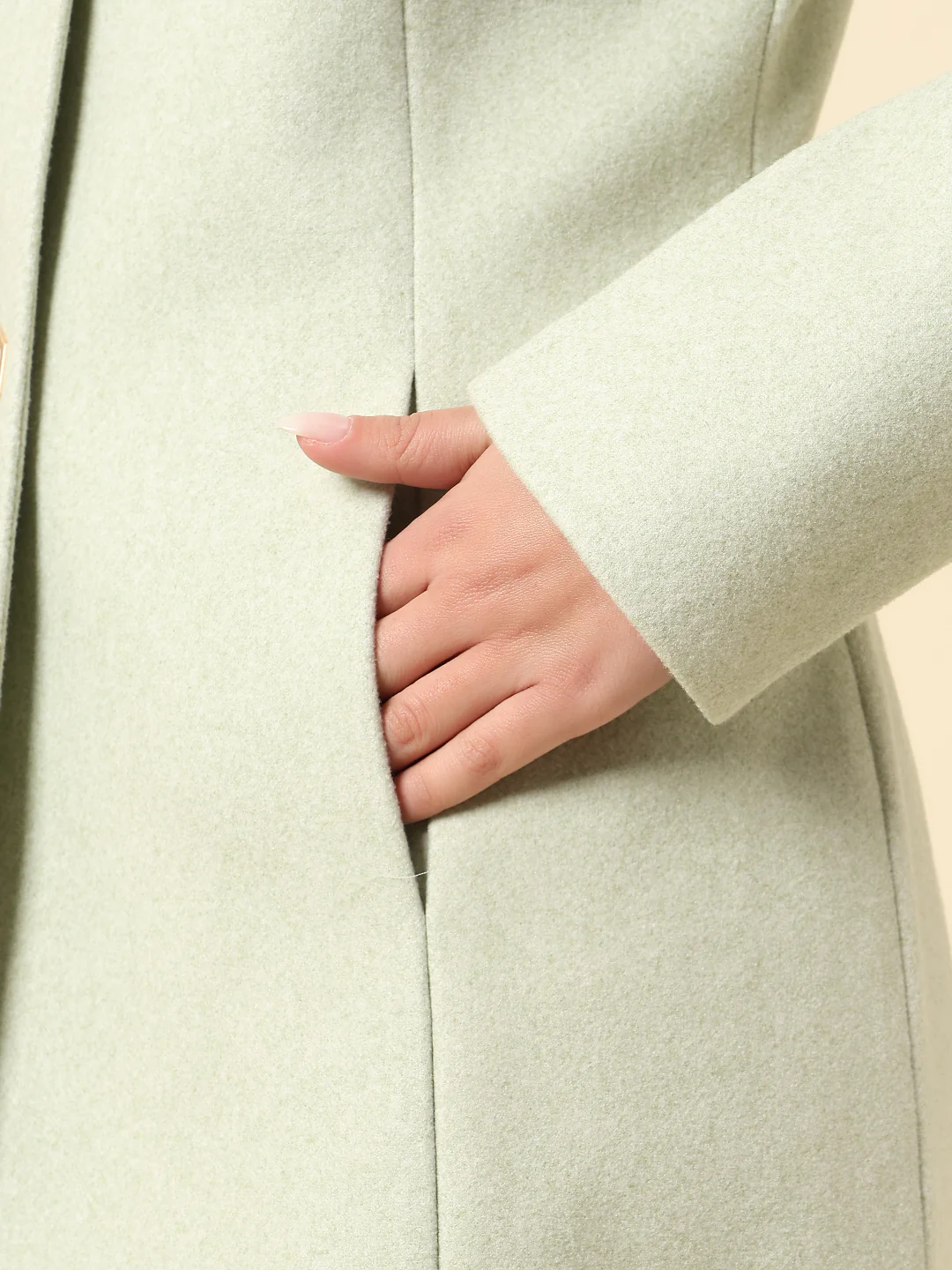 Long Coat for Women | Premium Casual Long Coat Regular Fit Mandarin Collar Wool Fabric Solid Pattern - Image 7