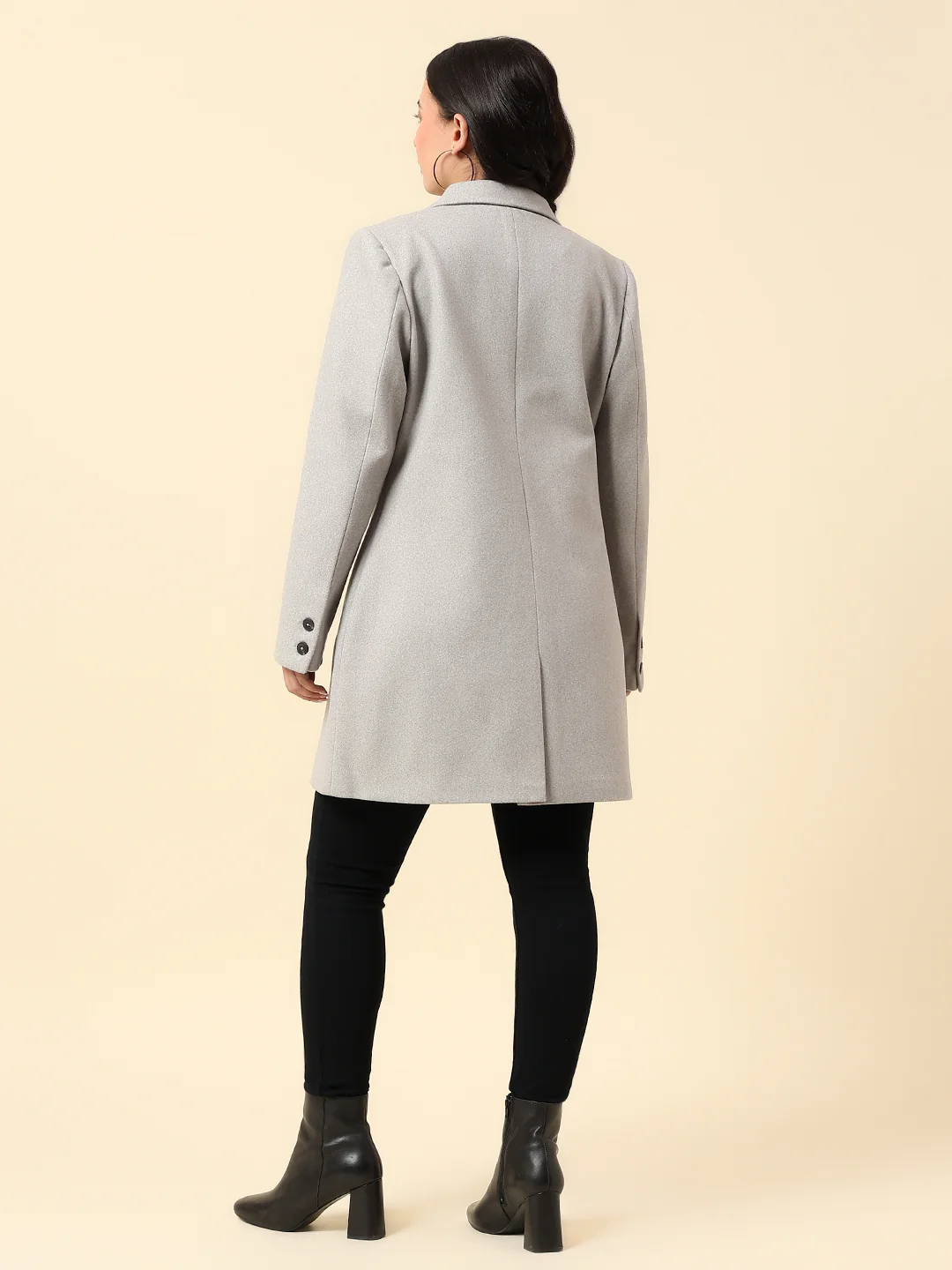 Long Coat for Women | Premium Casual Long Coat Regular Fit Notched Collar Wool Fabric Solid Pattern - Image 5