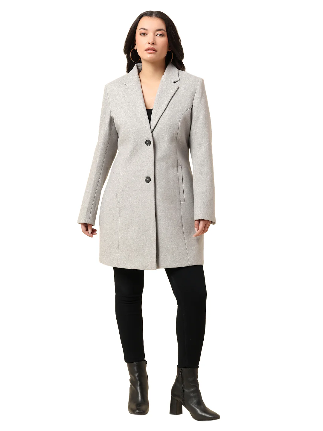 Long Coat for Women | Premium Casual Long Coat Regular Fit Notched Collar Wool Fabric Solid Pattern - Image 8