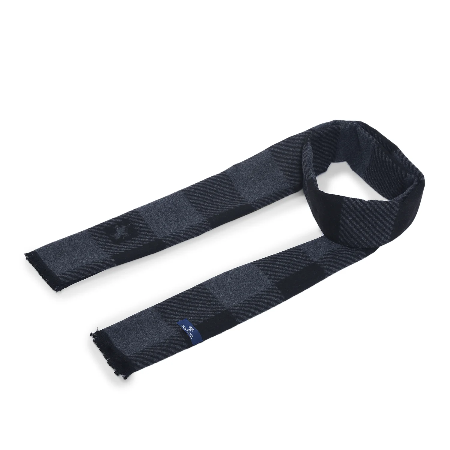 Men Black Checkered Winter Warm Casual Muffler - Image 5