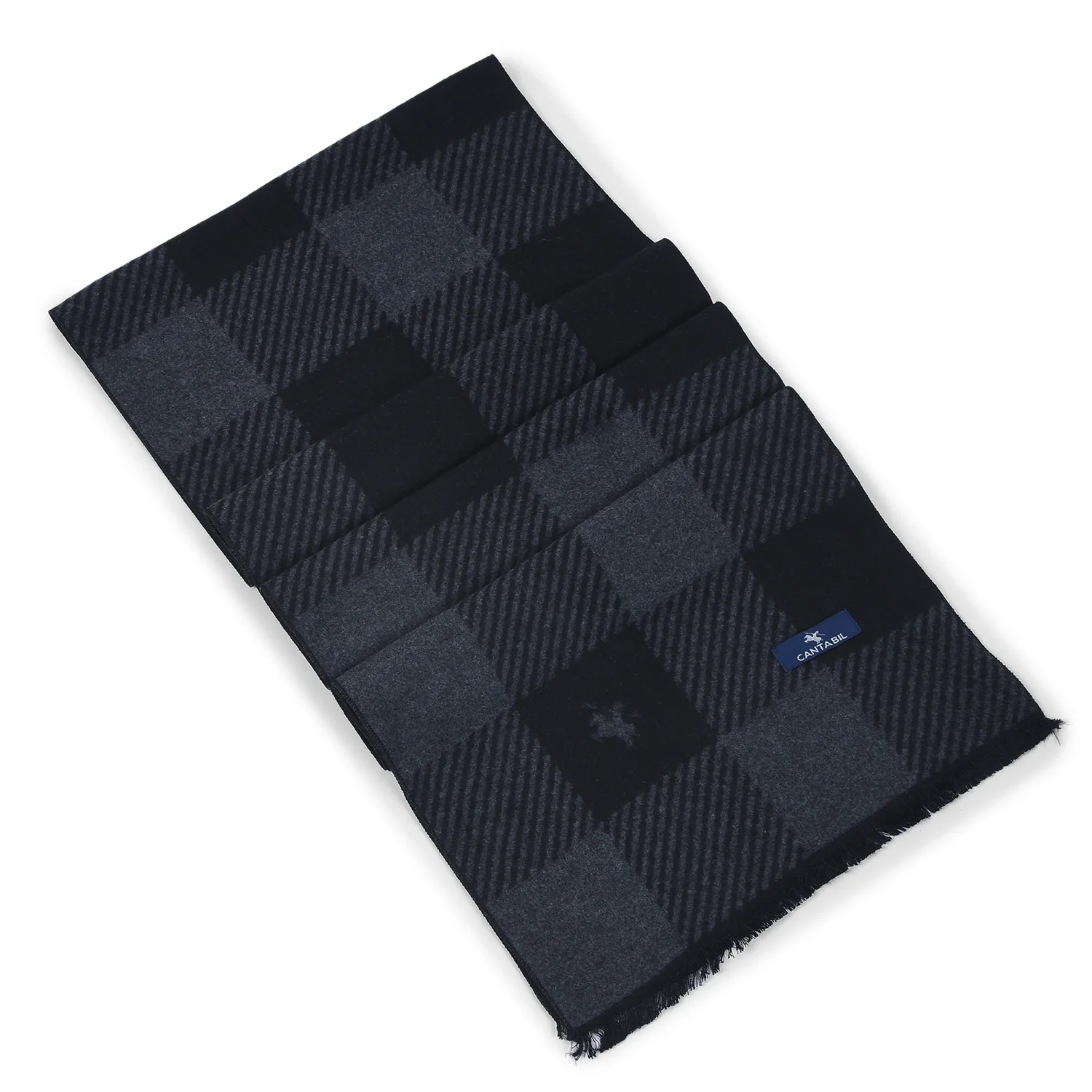 Men Black Checkered Winter Warm Casual Muffler - Image 6