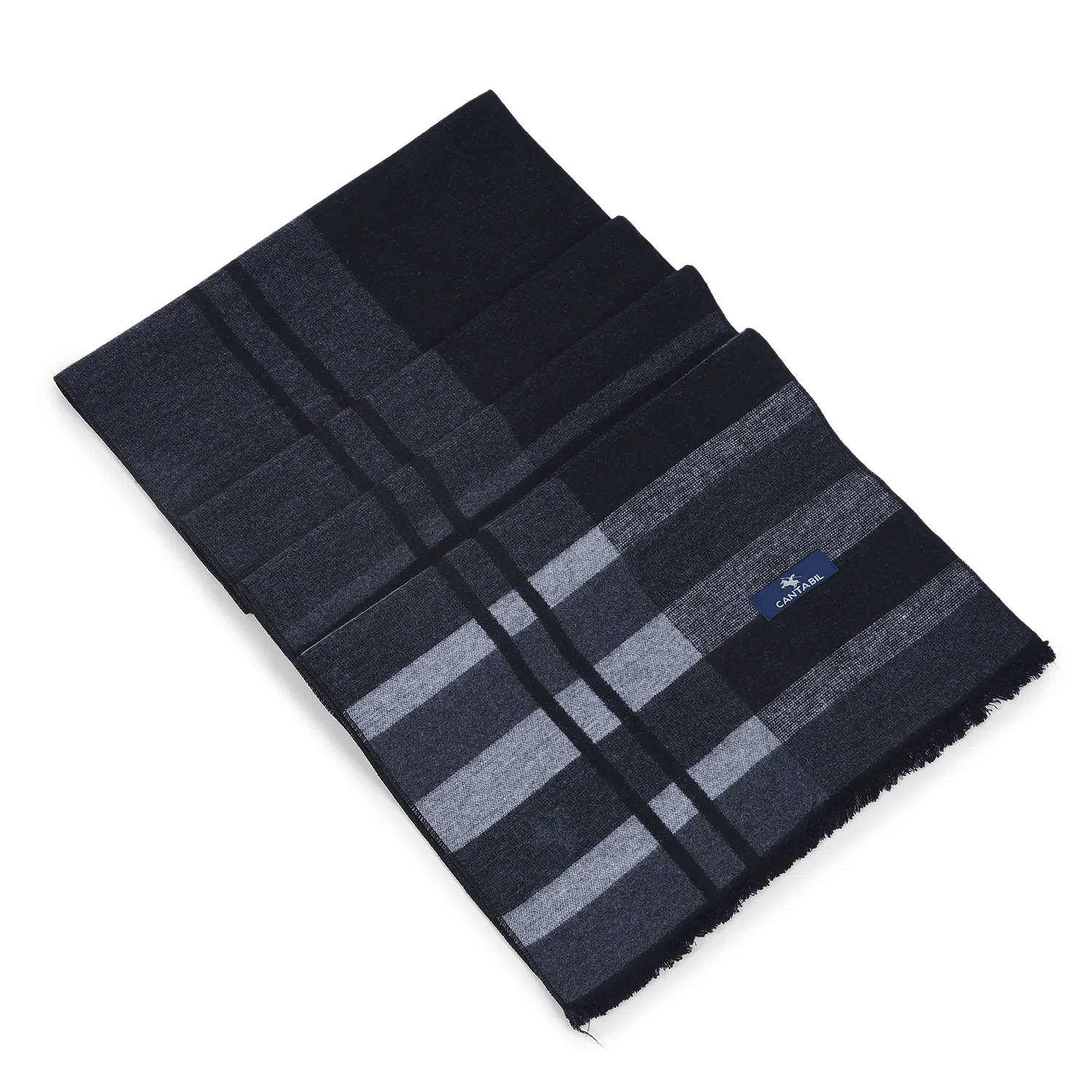 Men Black Checkered Winter Warm Casual Muffler - Image 5