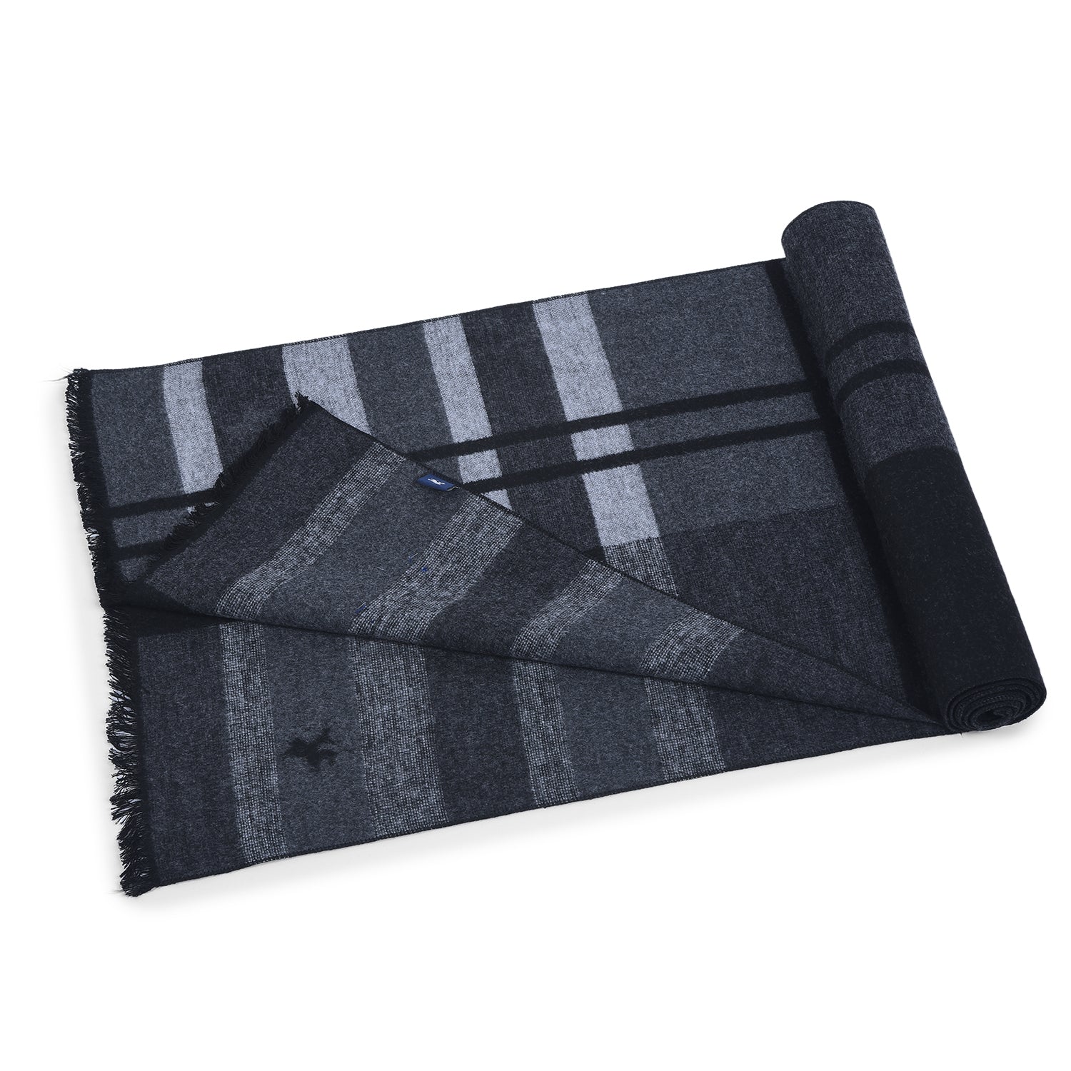 Men Black Checkered Winter Warm Casual Muffler - Image 6