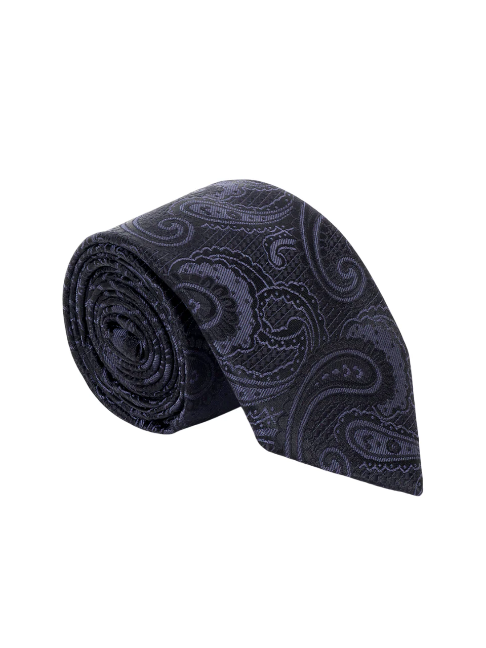 Men Black Printed Tie With Pocket Square and Cufflinks - Image 3