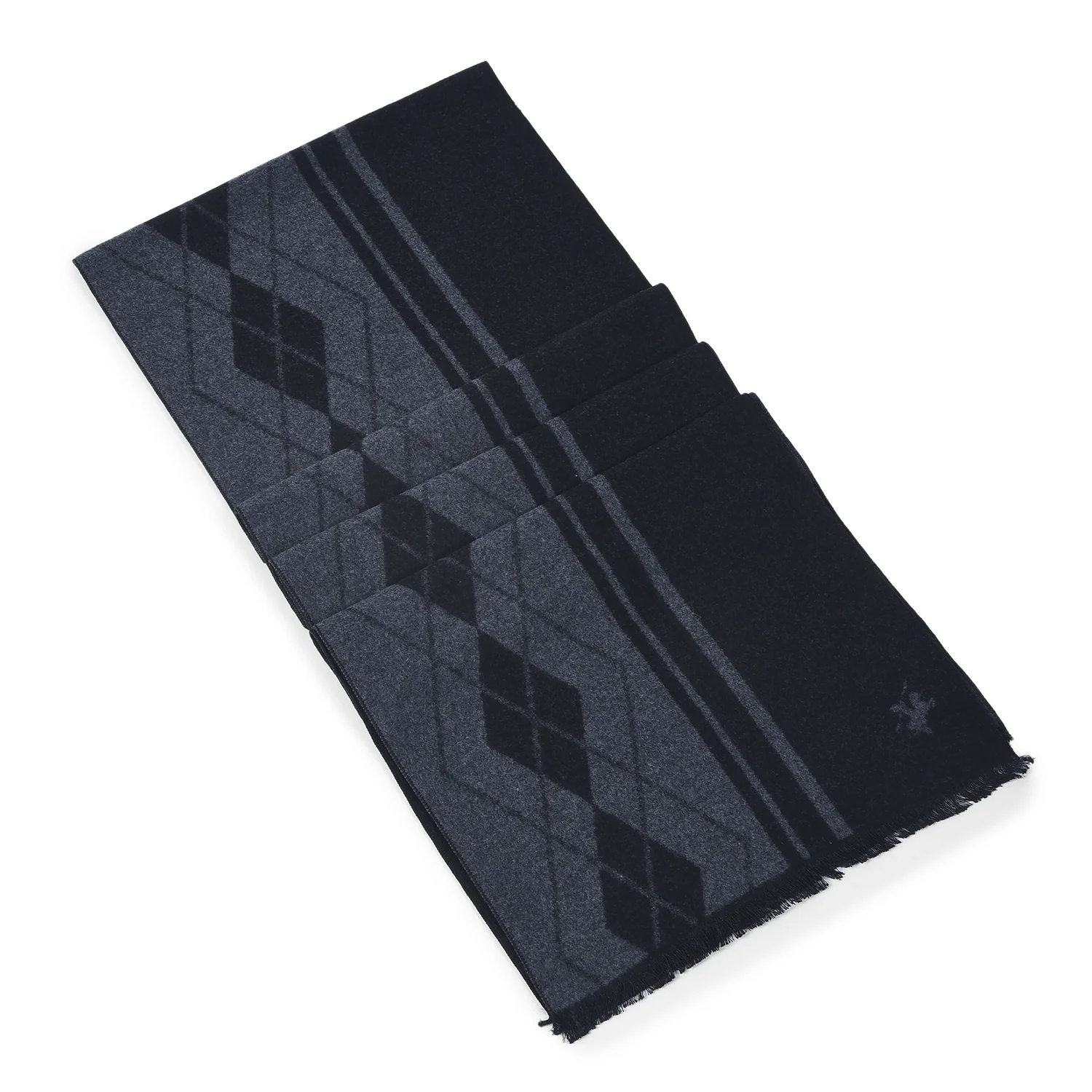 Men Black Printed Winter Warm Casual Muffler - Image 2