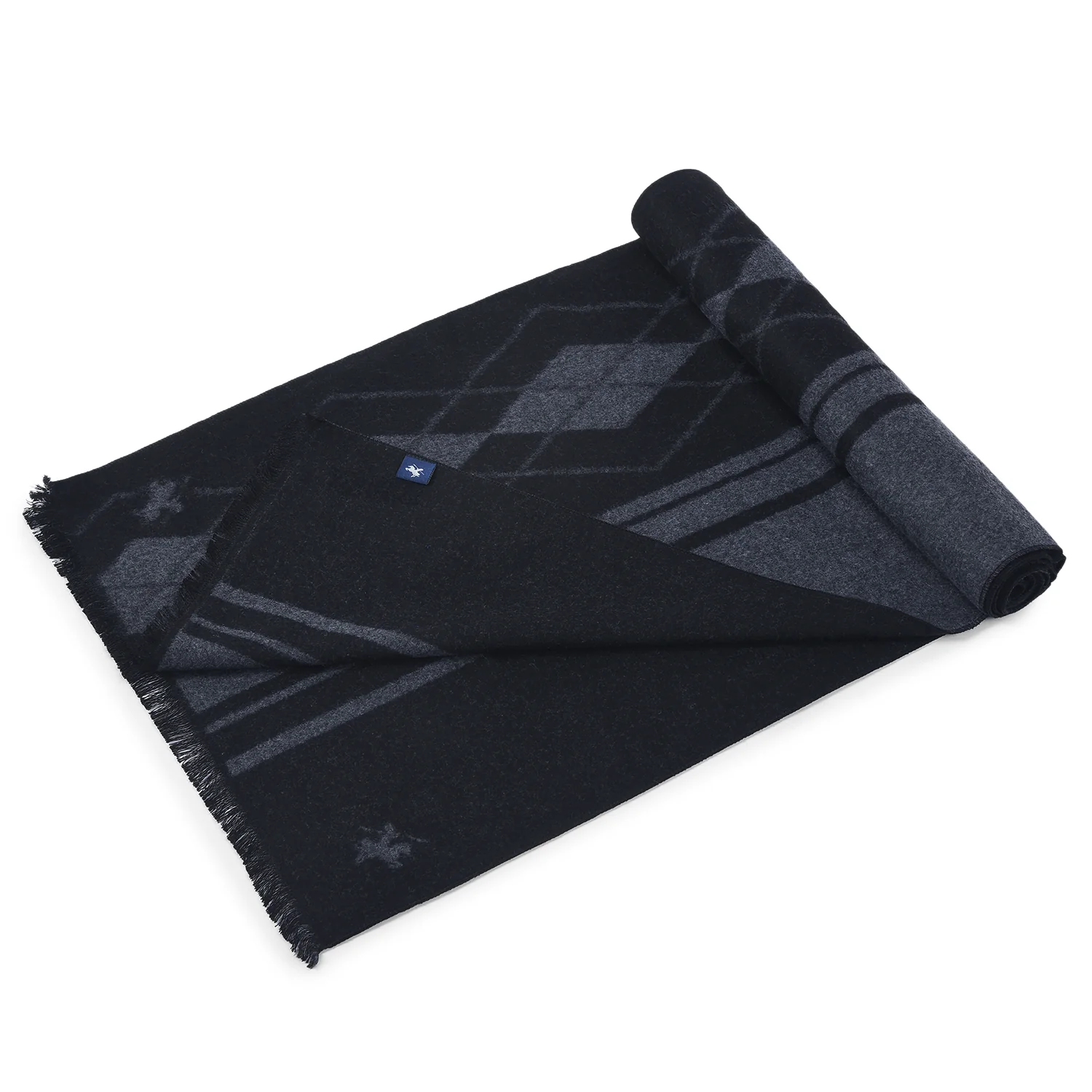 Men Black Printed Winter Warm Casual Muffler - Image 3