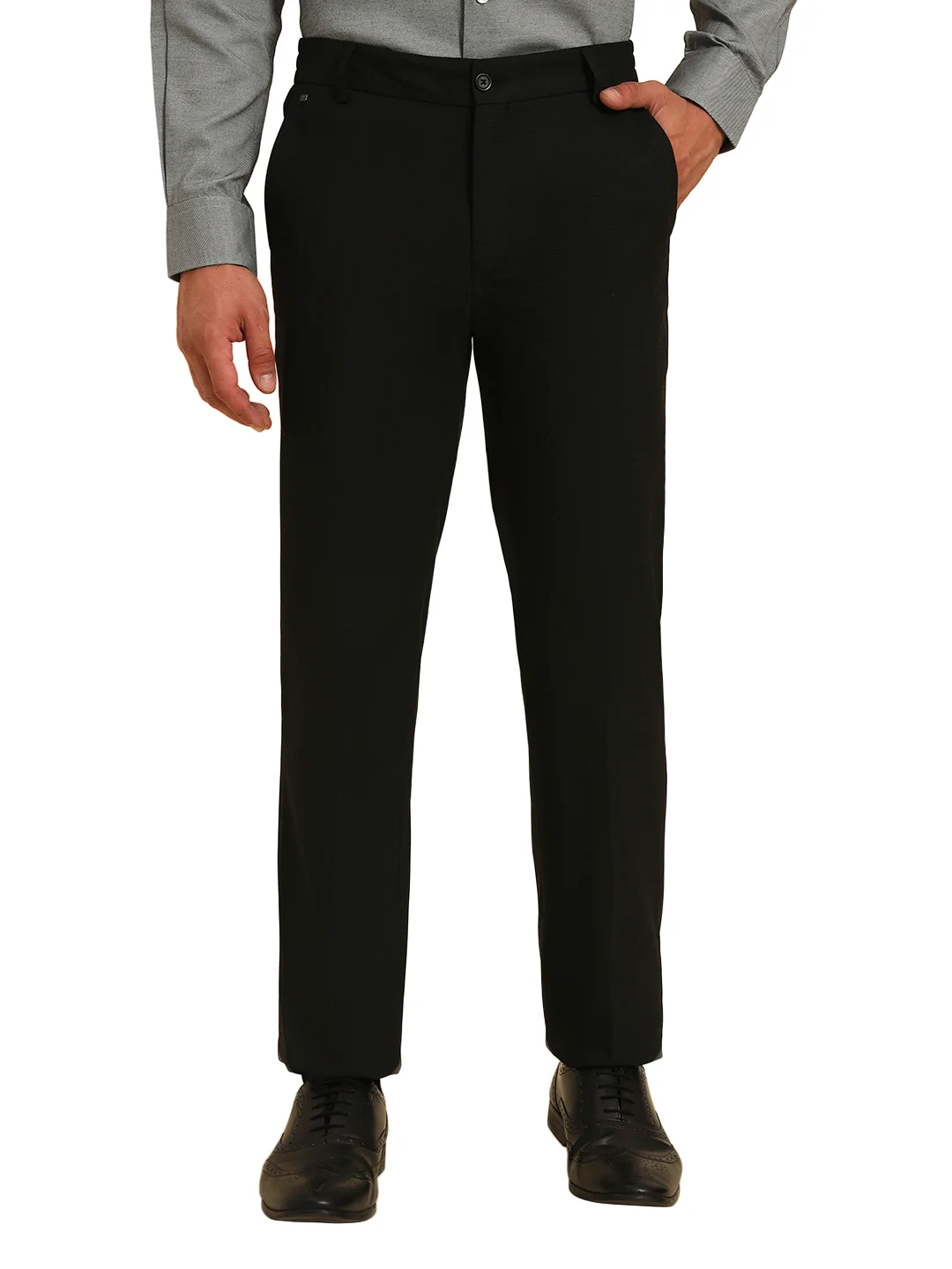 Formal Trouser for Men | Breathable & Soft with Color Fastness Regular Fit Poly Viscose Fabric Solid Pattern Hook & Eye Closure - Image 2