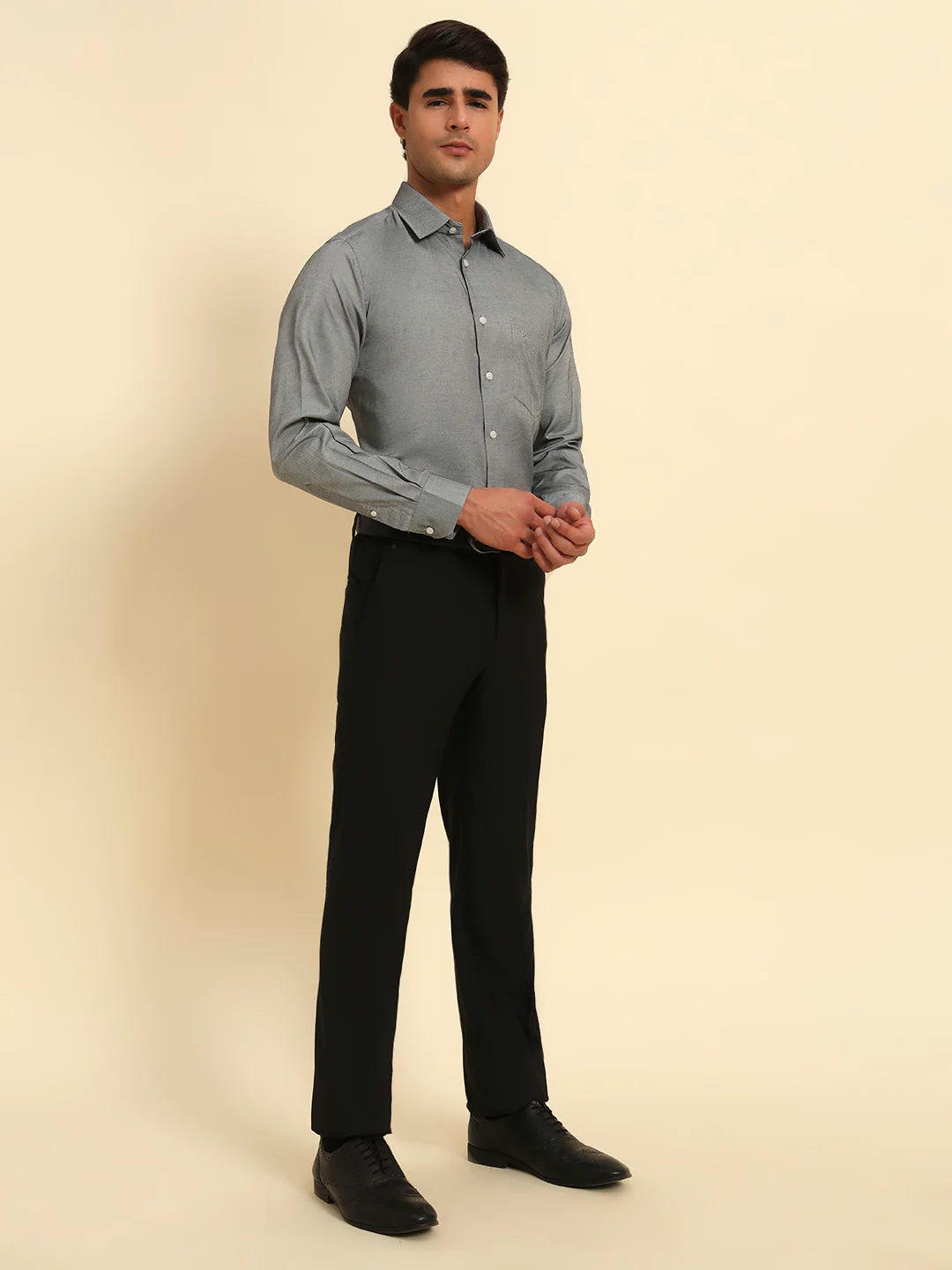 Formal Trouser for Men | Breathable & Soft with Color Fastness Regular Fit Poly Viscose Fabric Solid Pattern Hook & Eye Closure - Image 7