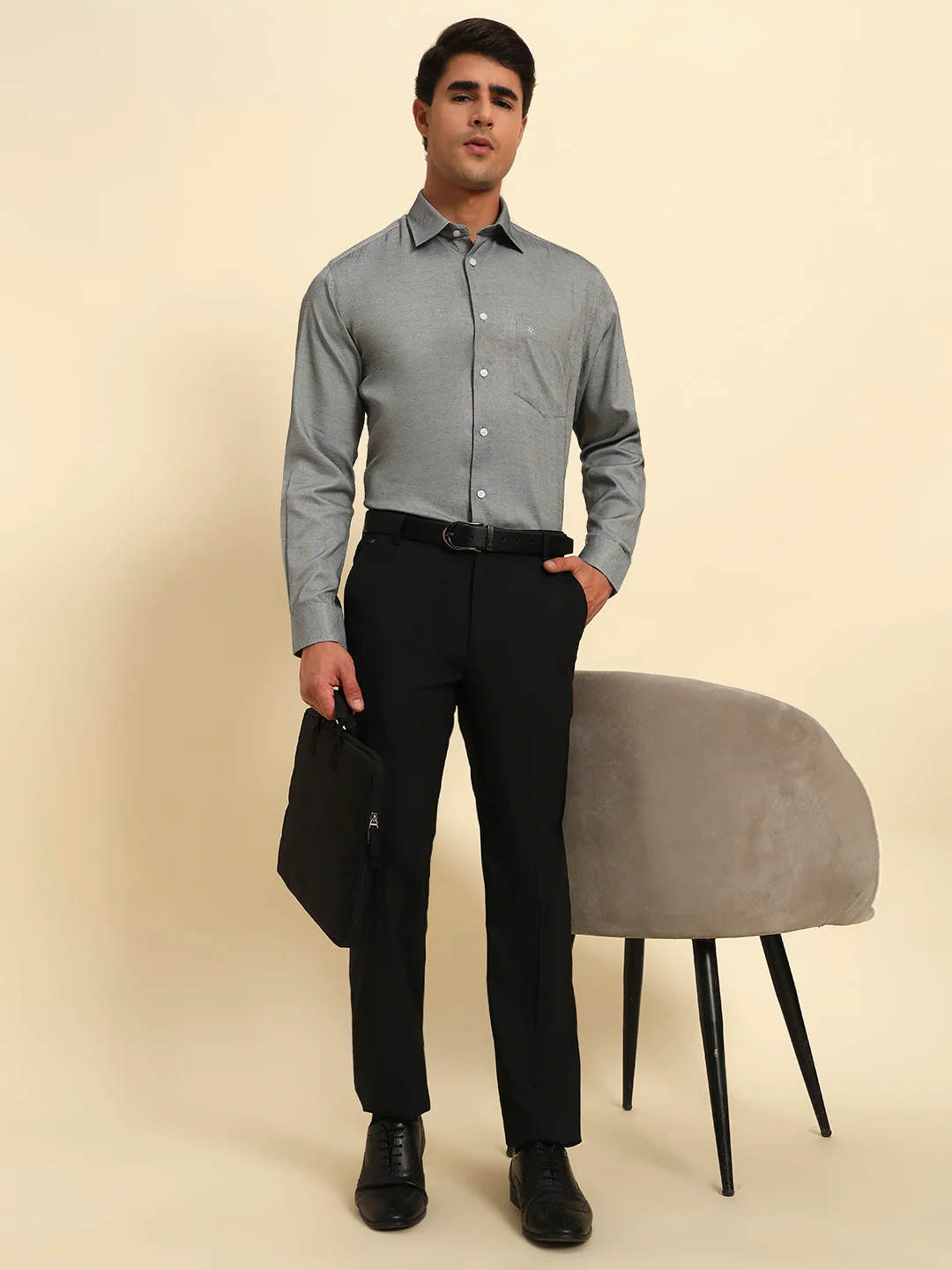 Formal Trouser for Men | Breathable & Soft with Color Fastness Regular Fit Poly Viscose Fabric Solid Pattern Hook & Eye Closure - Image 8