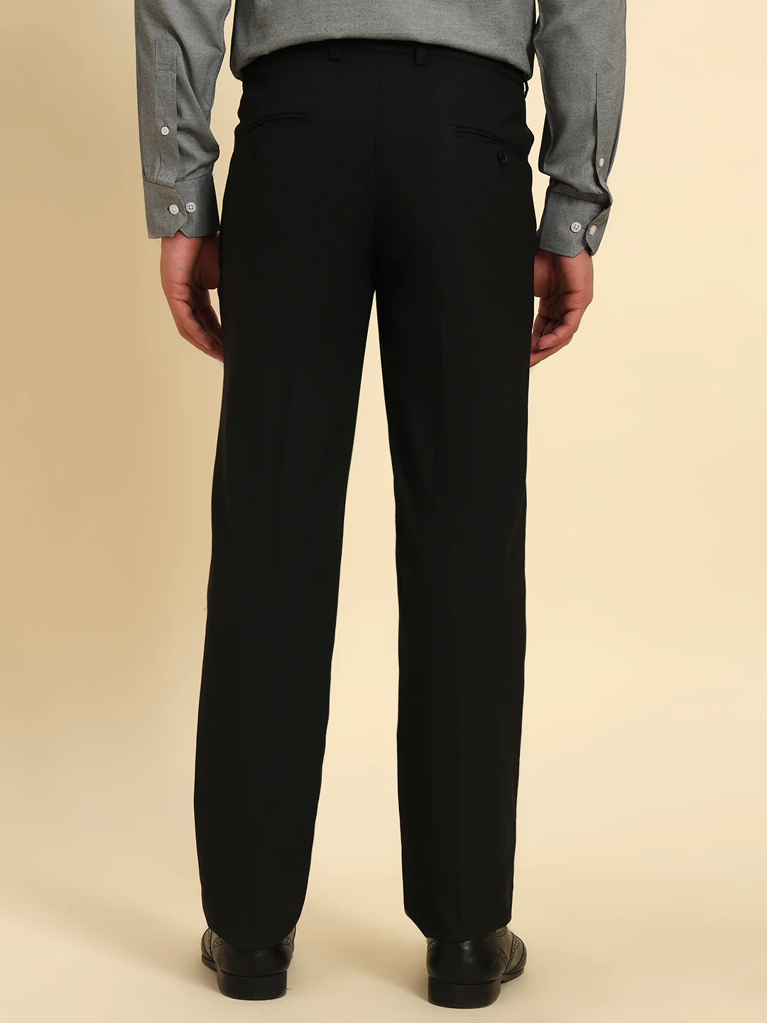 Formal Trouser for Men | Breathable & Soft with Color Fastness Regular Fit Poly Viscose Fabric Solid Pattern Hook & Eye Closure - Image 9
