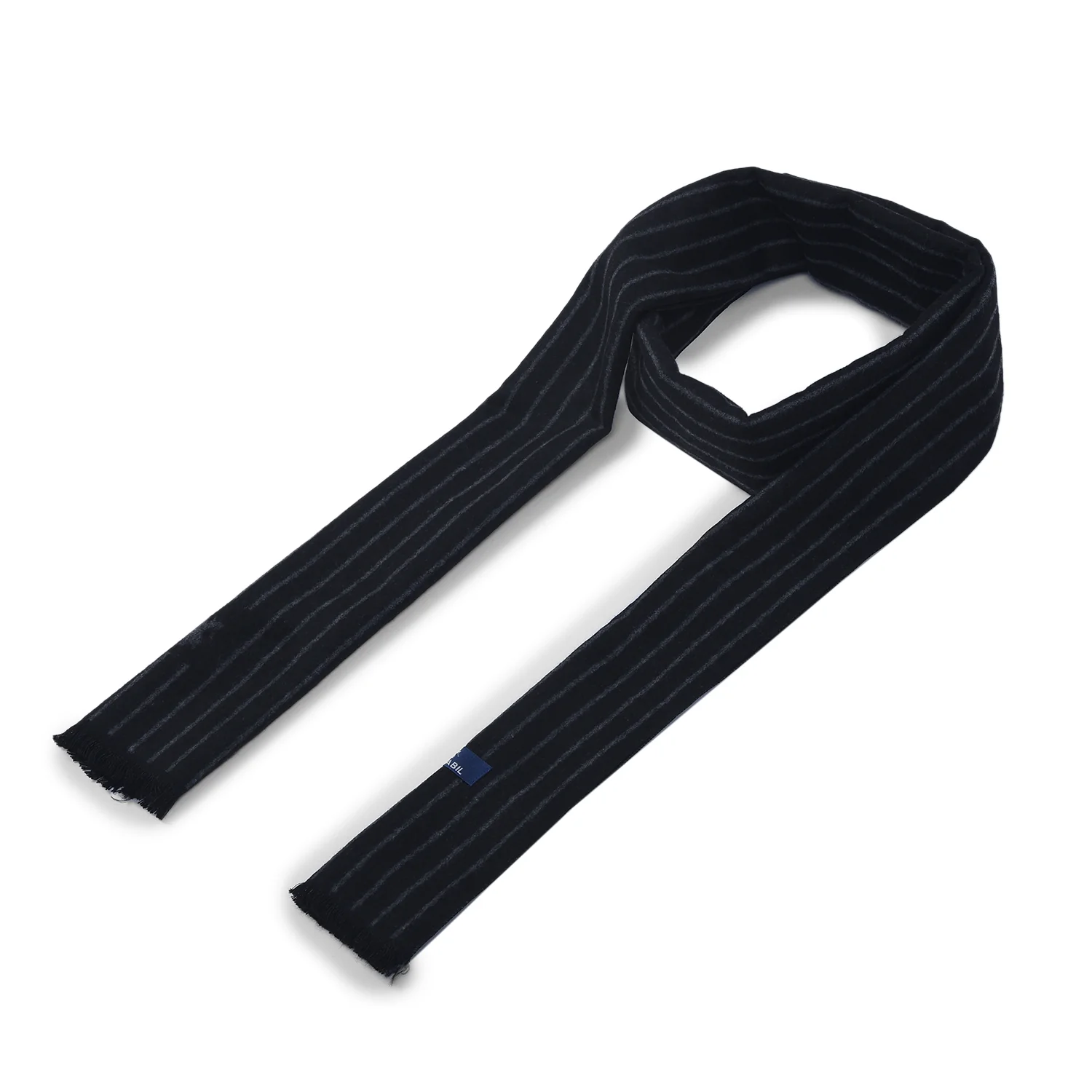 Men Black Striped Winter Warm Casual Muffler - Image 5