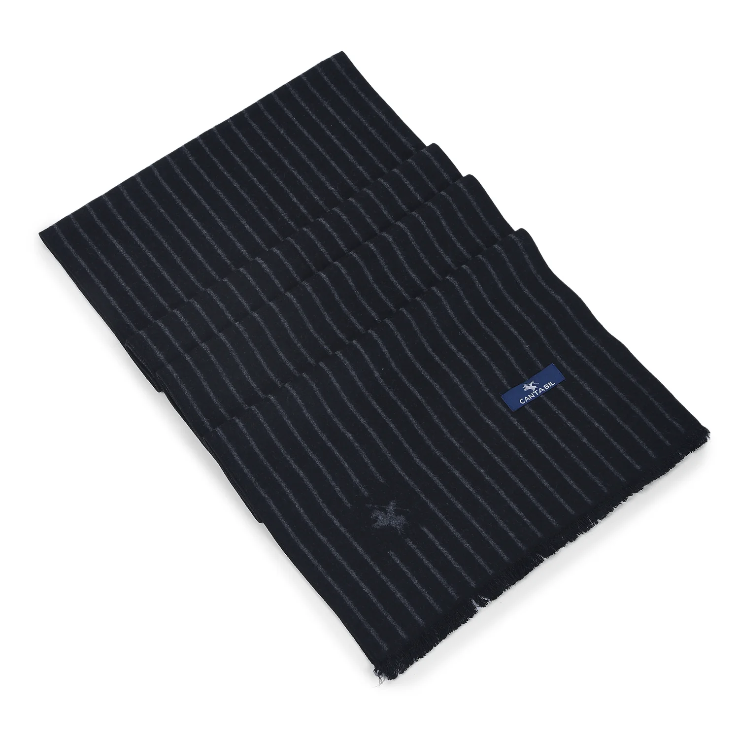 Men Black Striped Winter Warm Casual Muffler - Image 6