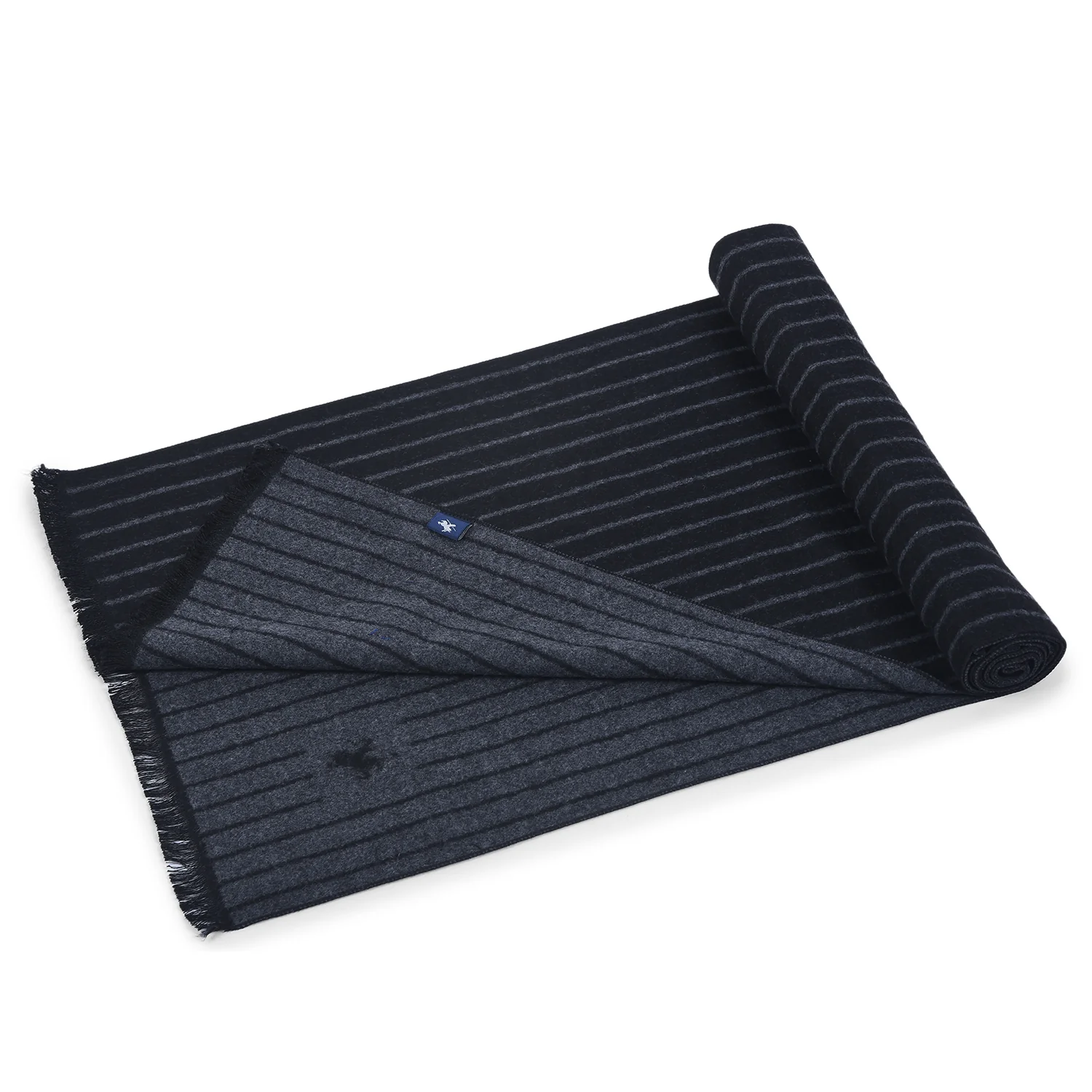 Men Black Striped Winter Warm Casual Muffler - Image 7