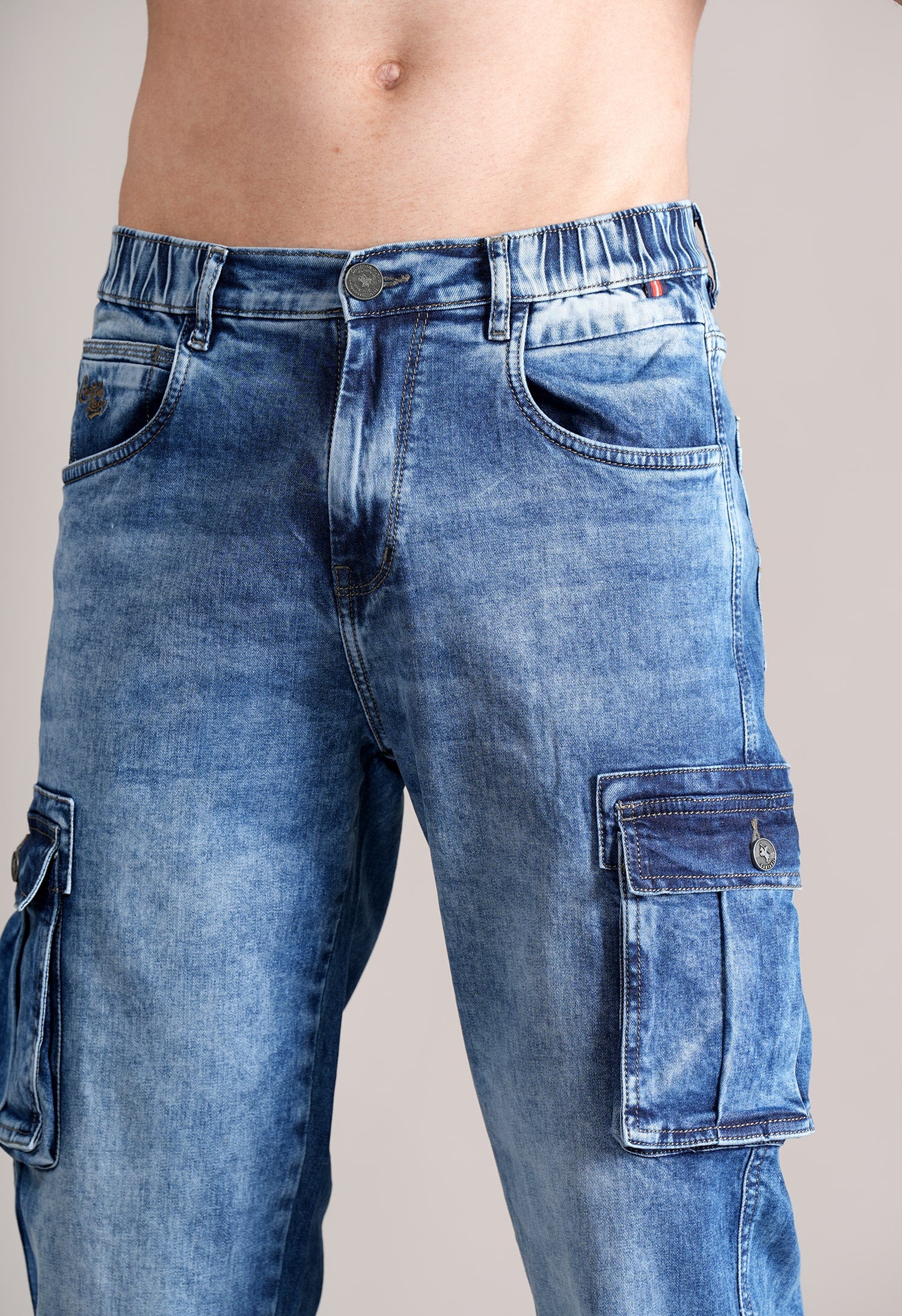 Men Blue Solid Casual Cargo - Image 6