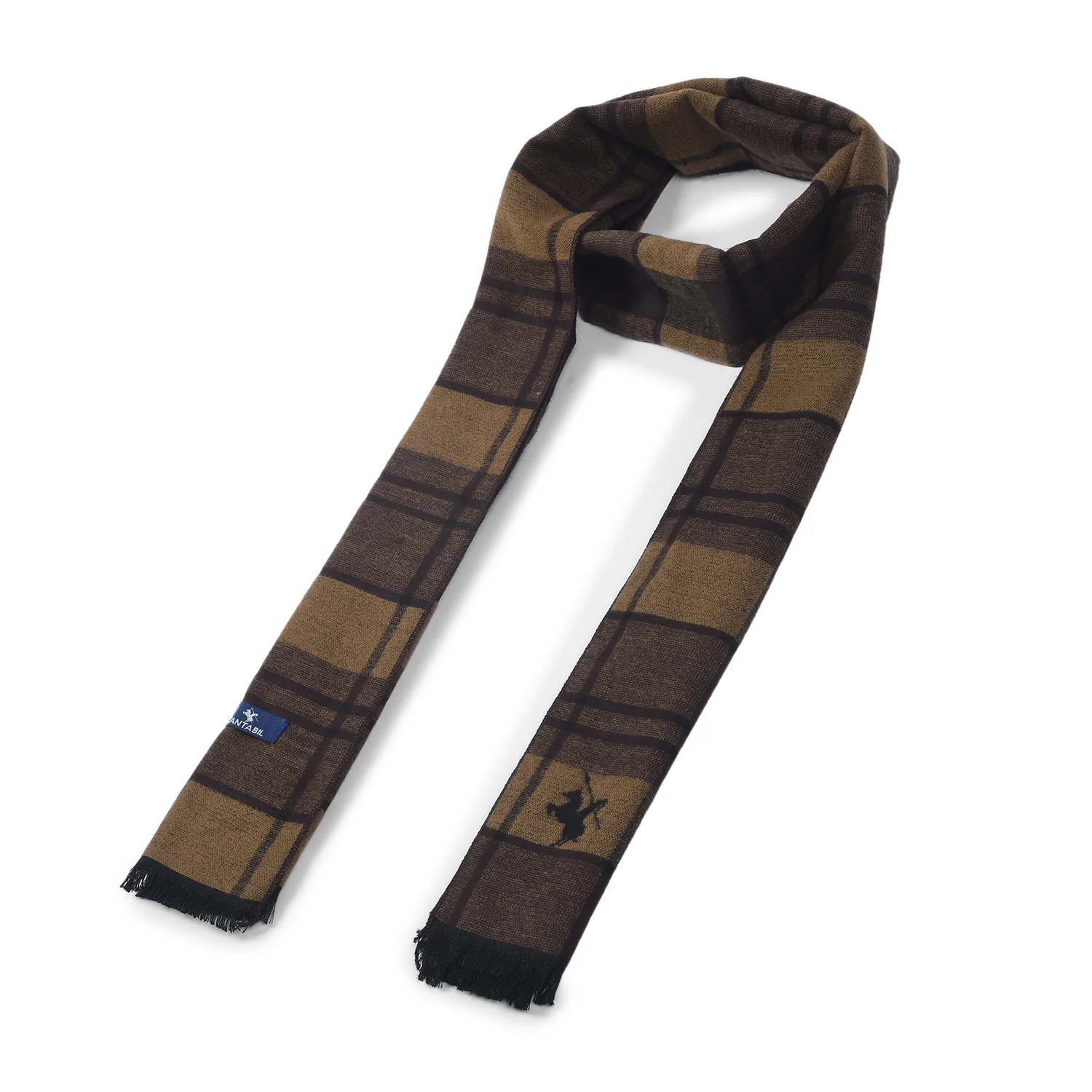Men Brown Checkered Winter Warm Casual Muffler - Image 4