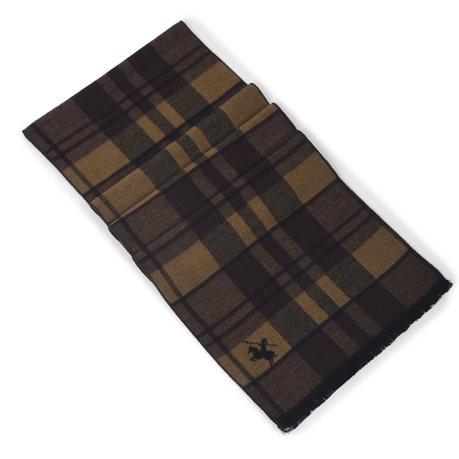 Men Brown Checkered Winter Warm Casual Muffler - Image 5
