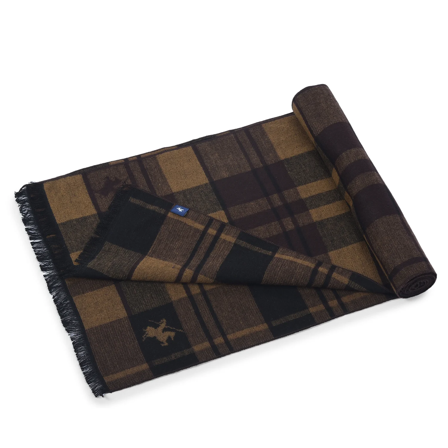 Men Brown Checkered Winter Warm Casual Muffler - Image 6