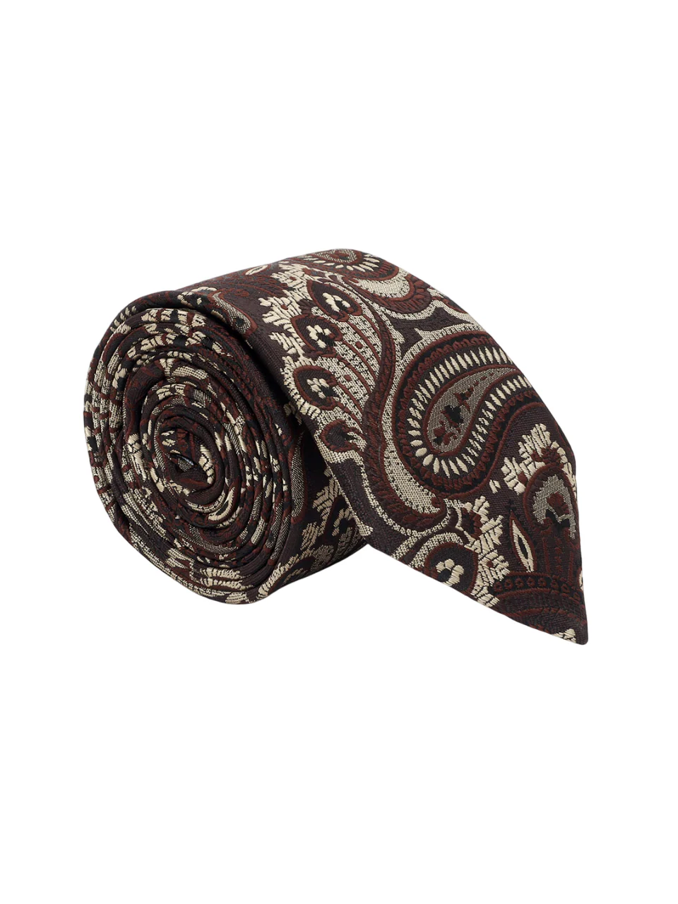 Men Brown Printed Tie With Pocket Square and Cufflinks - Image 3