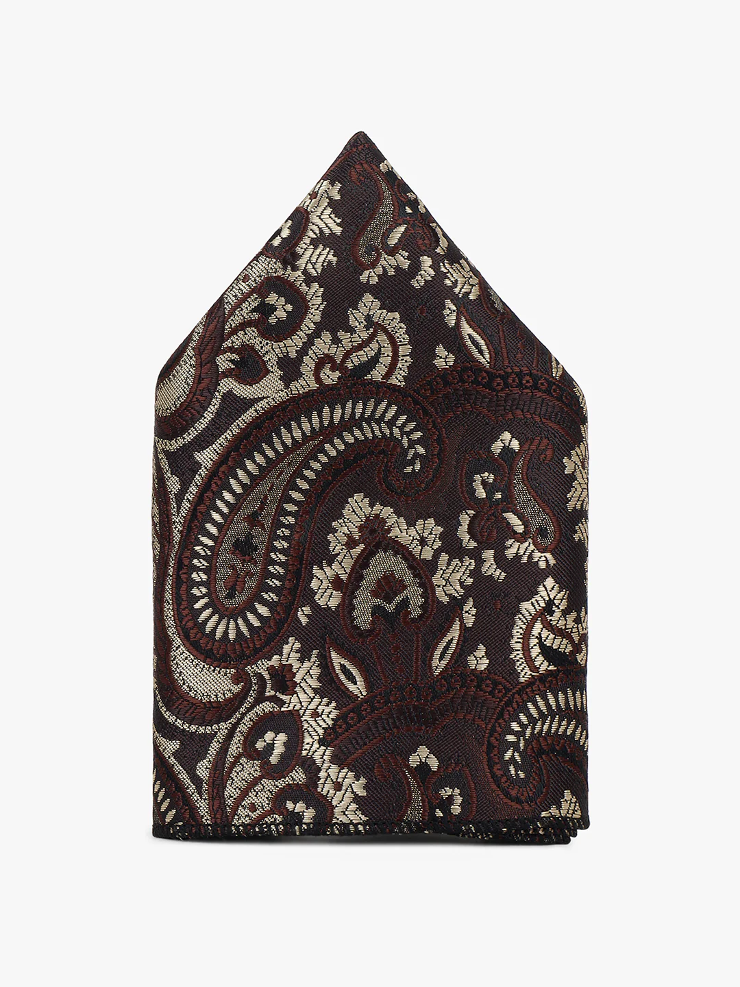 Men Brown Printed Tie With Pocket Square and Cufflinks - Image 5