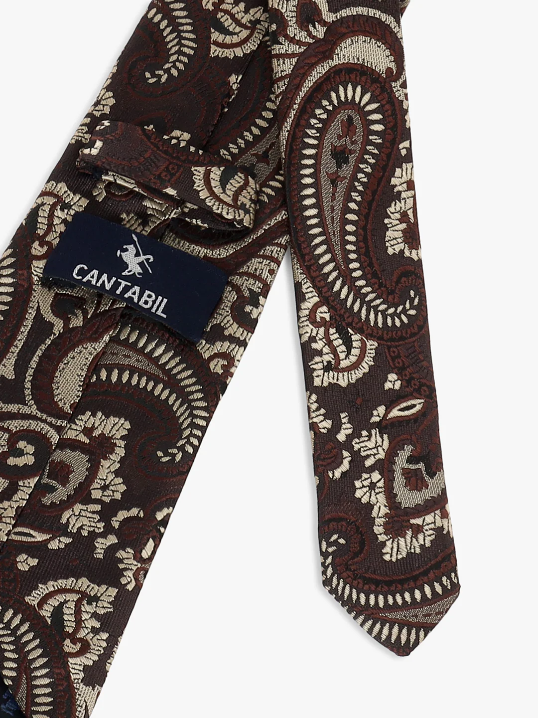 Men Brown Printed Tie With Pocket Square and Cufflinks - Image 7