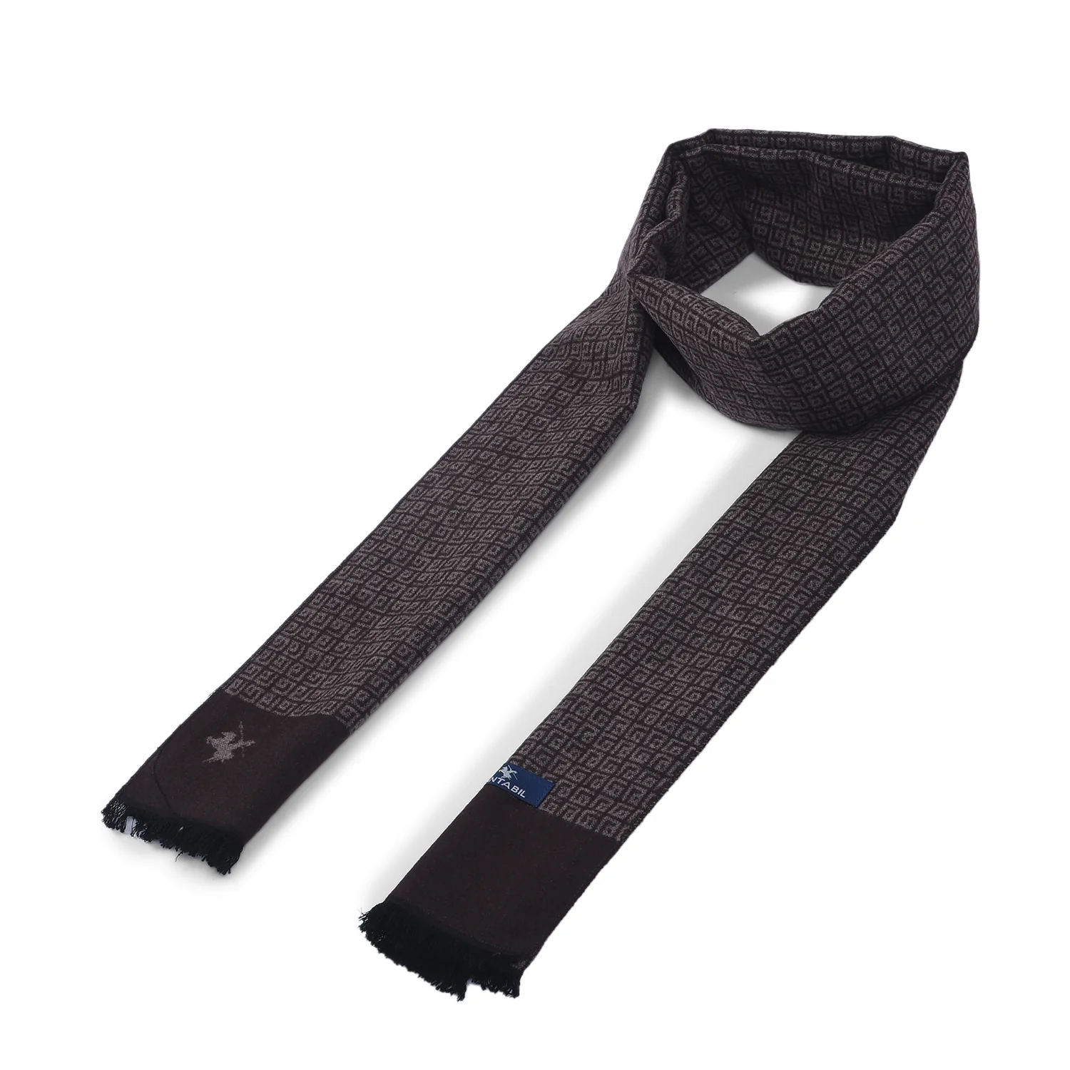 Men Brown Printed Winter Warm Casual Muffler - Image 5