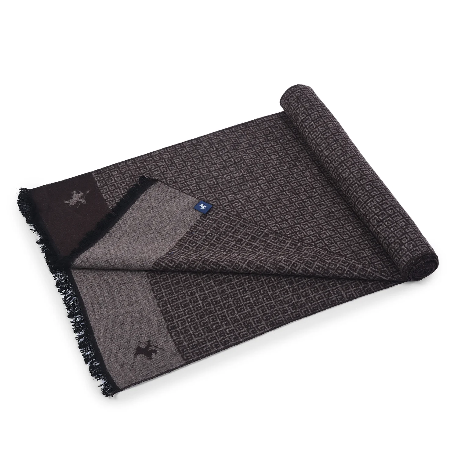 Men Brown Printed Winter Warm Casual Muffler - Image 7