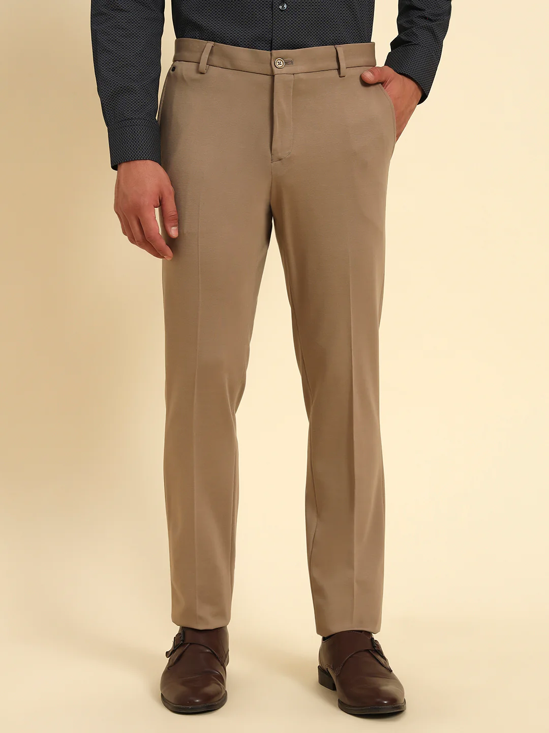 Formal Trouser for Men | Breathable & Soft with Color Fastness Regular Fit Rayon Fabric Solid Pattern Hook & Eye Closure - Image 3