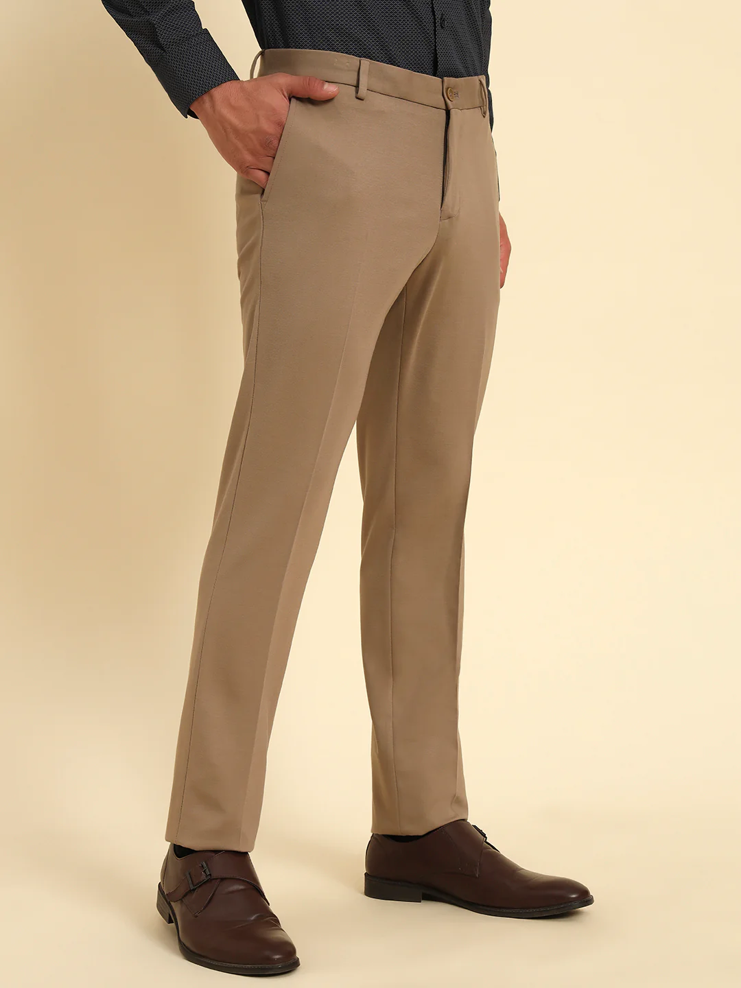 Formal Trouser for Men | Breathable & Soft with Color Fastness Regular Fit Rayon Fabric Solid Pattern Hook & Eye Closure - Image 4