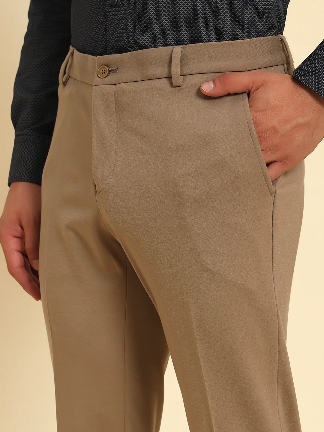 Formal Trouser for Men | Breathable & Soft with Color Fastness Regular Fit Rayon Fabric Solid Pattern Hook & Eye Closure - Image 7