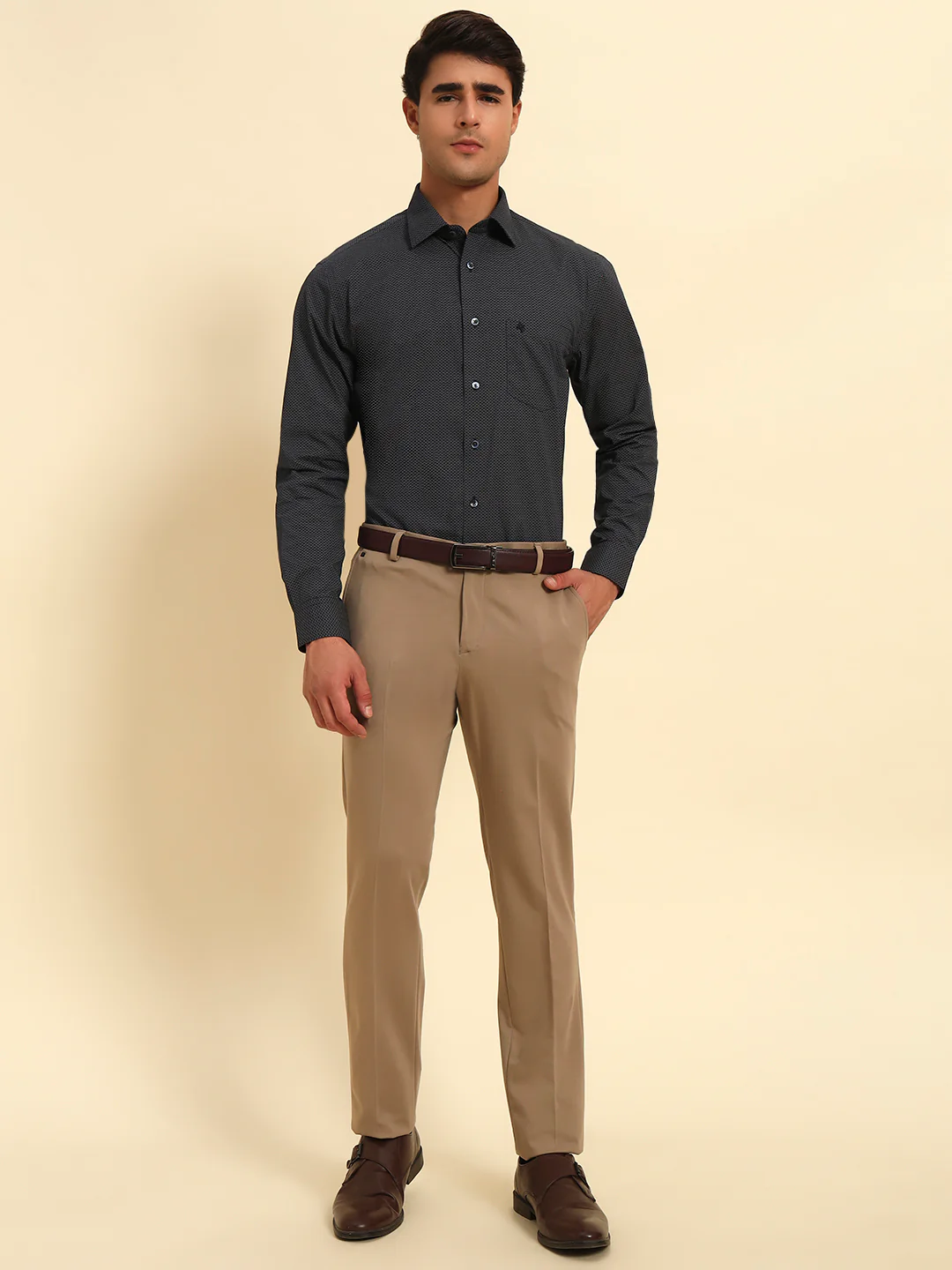 Formal Trouser for Men | Breathable & Soft with Color Fastness Regular Fit Rayon Fabric Solid Pattern Hook & Eye Closure - Image 8
