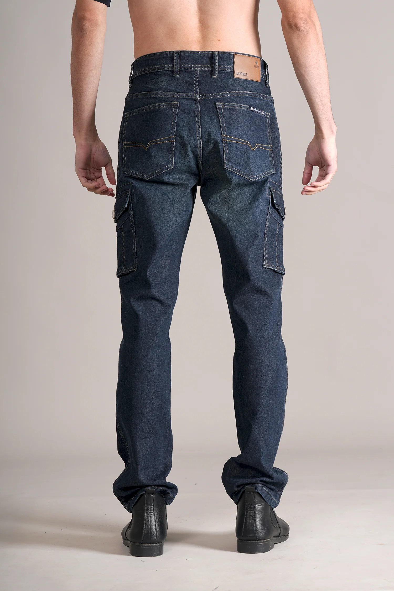 Men Dark Blue Solid Casual Cargo - Image 5