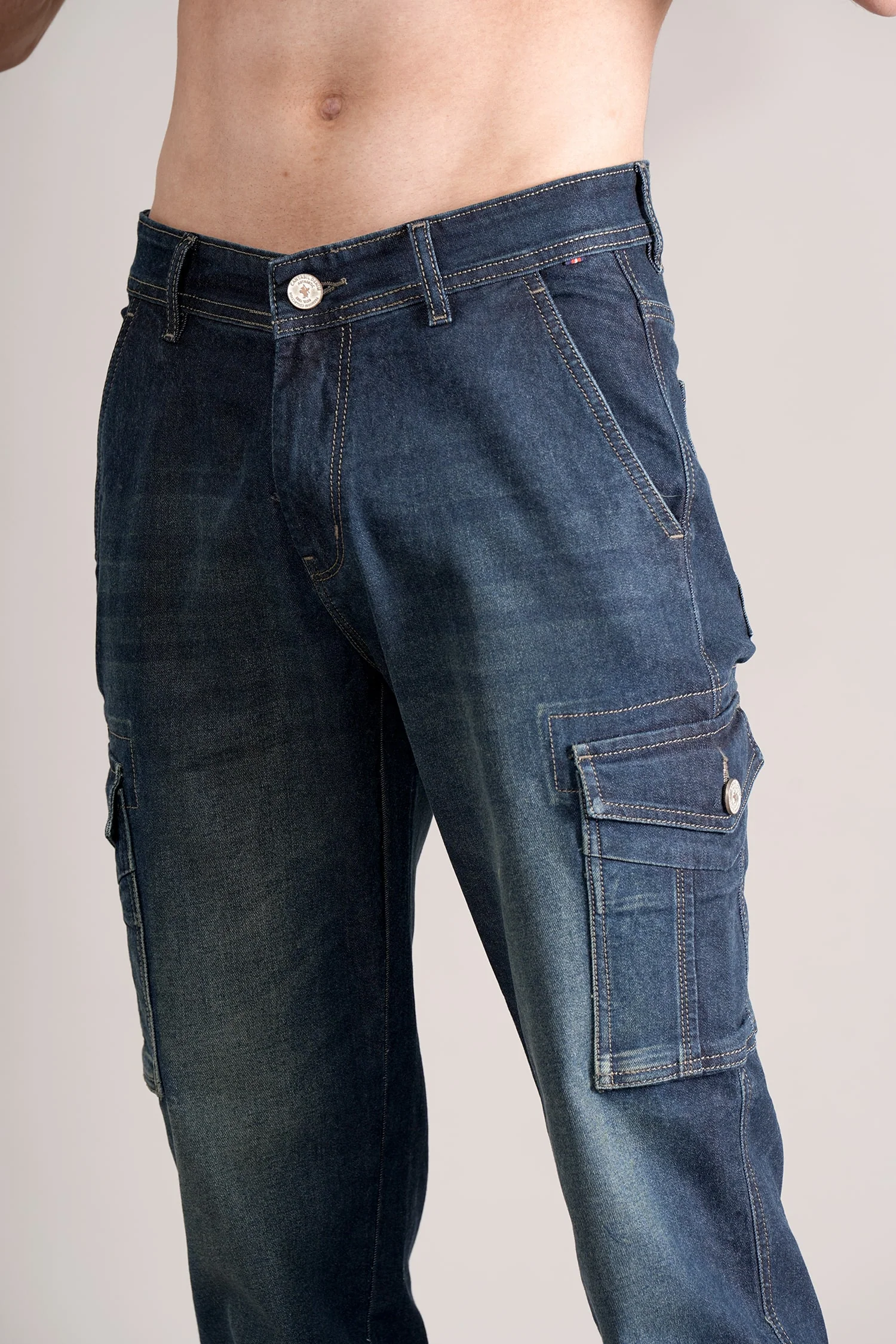 Men Dark Blue Solid Casual Cargo - Image 6