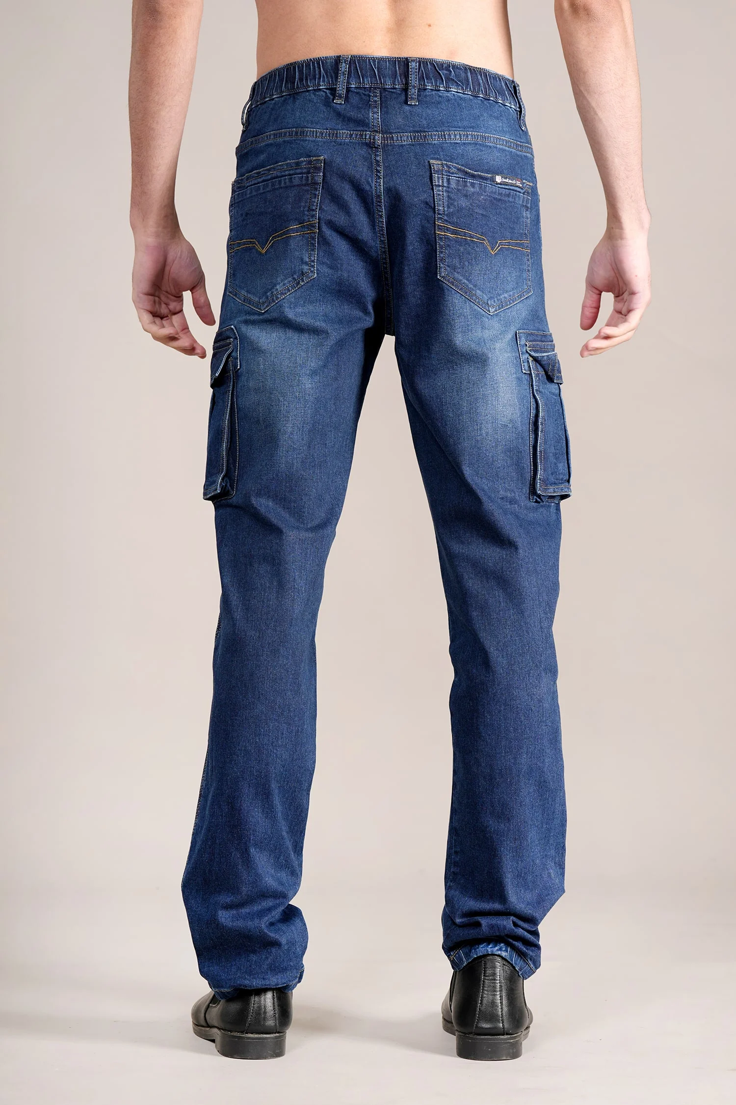 Men Dark Blue Solid Casual Cargo - Image 5