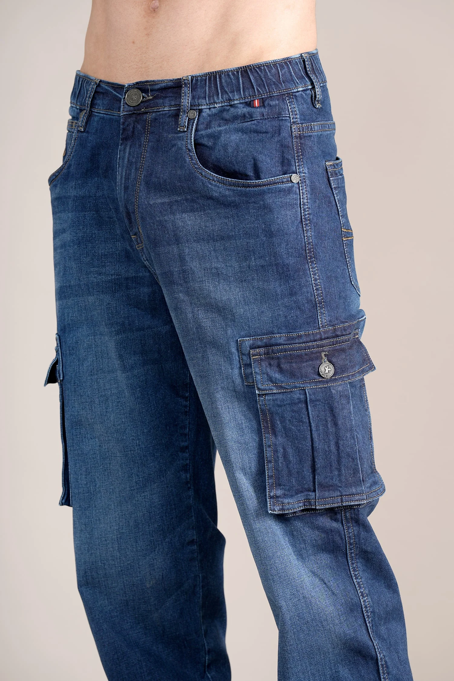 Men Dark Blue Solid Casual Cargo - Image 6