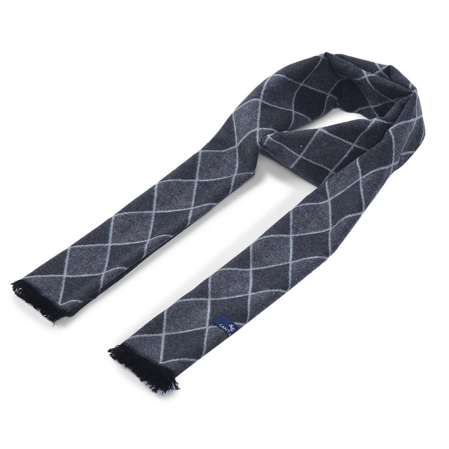 Men Dark Grey Checkered Winter Warm Casual Muffler - Image 5